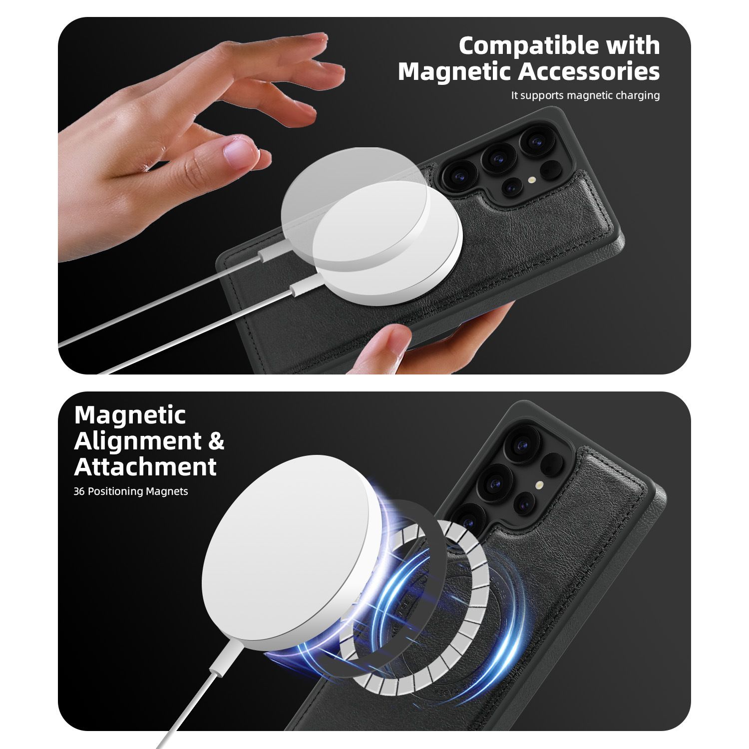 Luxury 2-in-1 Detachable Wallet Mobile Phone Case for Samsung Galaxy S25 Edge S24 FE S23 Plus S22 Ultra Magnetic Leather Cover with Card Holder