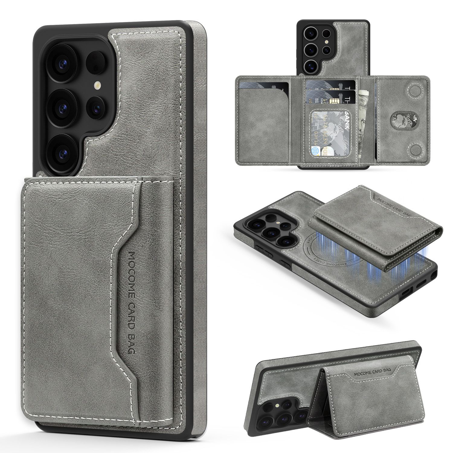 Luxury 2-in-1 Detachable Wallet Mobile Phone Case for Samsung Galaxy S25 Edge S24 FE S23 Plus S22 Ultra Magnetic Leather Cover with Card Holder