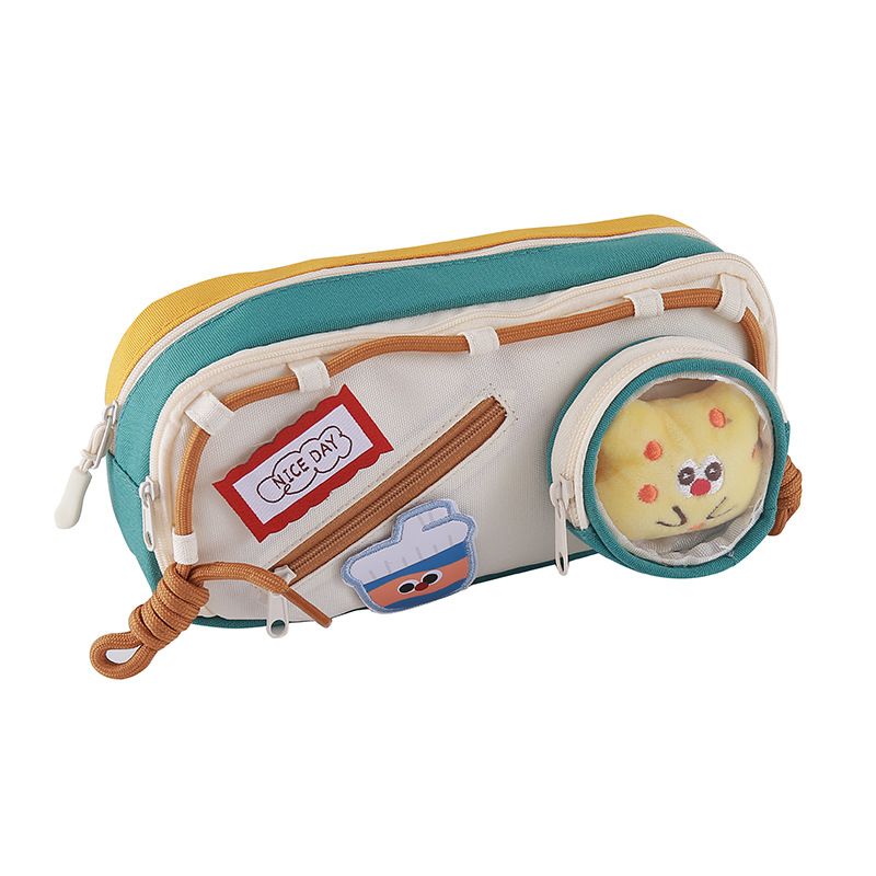 Cute Japanese Style Delicious Food Velcro Pen case High Appearance Level Color Matching Multi Functional Stationery Bag