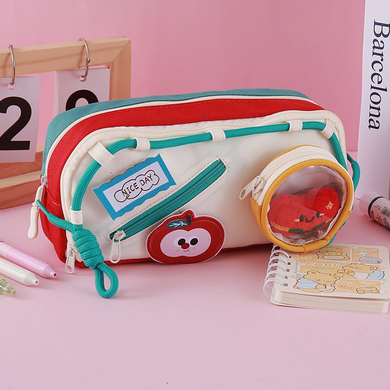 Cute Japanese Style Delicious Food Velcro Pen case High Appearance Level Color Matching Multi Functional Stationery Bag