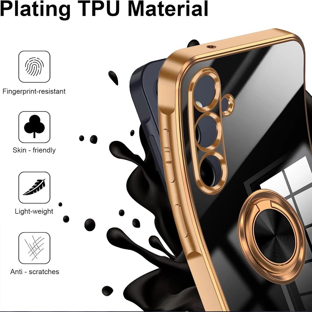Magnetic Ring Holder Plating Cell Phone Case Luxury Phone Cover for Samsung A16 A26 A36 A56 A06 A55 A35 A25 A15 A54 A34 A24 A14 A04S M54 M34 M14