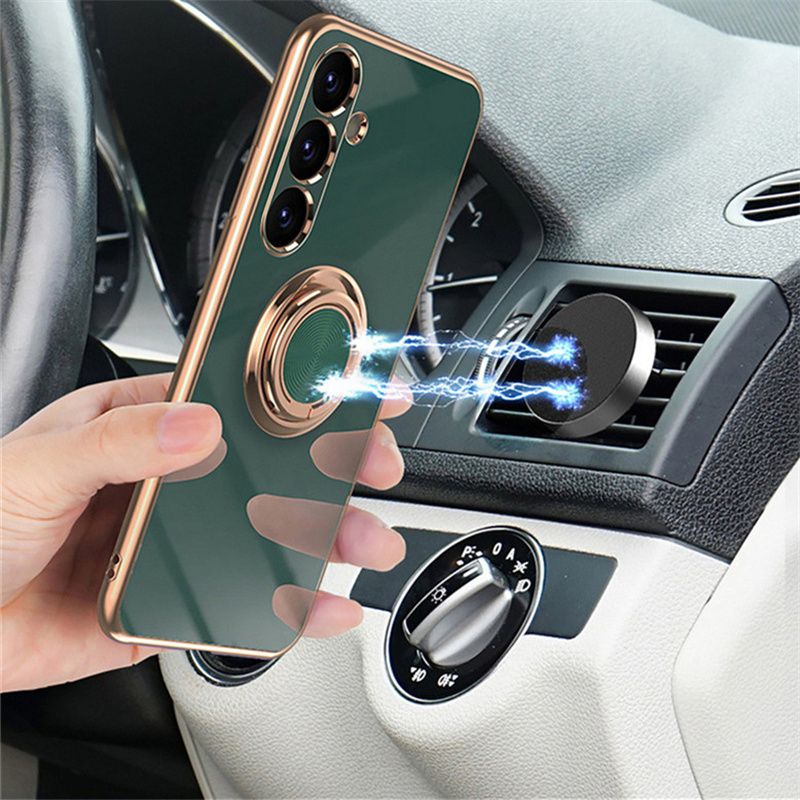 Magnetic Ring Holder Plating Cell Phone Case Luxury Phone Cover for Samsung A16 A26 A36 A56 A06 A55 A35 A25 A15 A54 A34 A24 A14 A04S M54 M34 M14