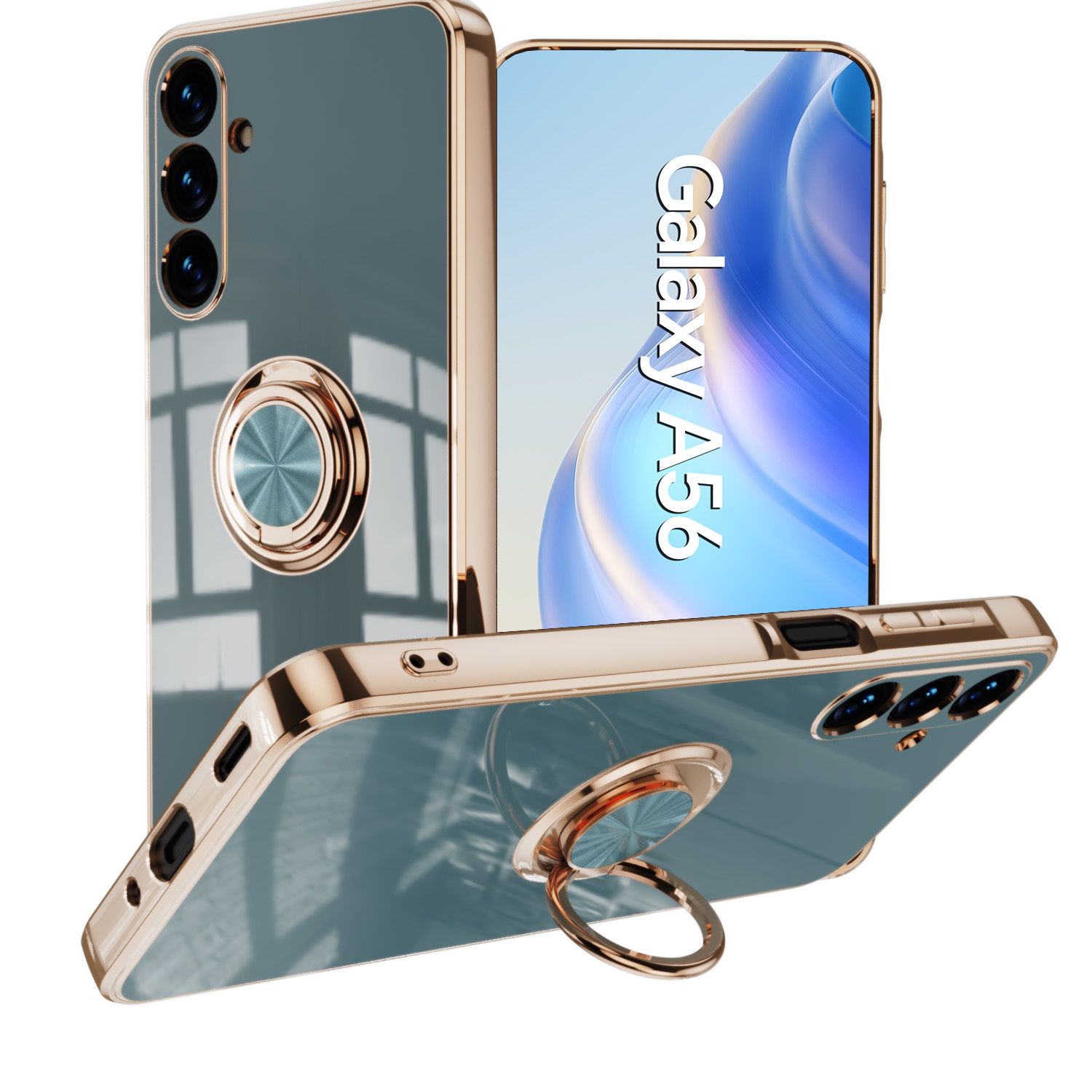 Magnetic Ring Holder Plating Cell Phone Case Luxury Phone Cover for Samsung A16 A26 A36 A56 A06 A55 A35 A25 A15 A54 A34 A24 A14 A04S M54 M34 M14