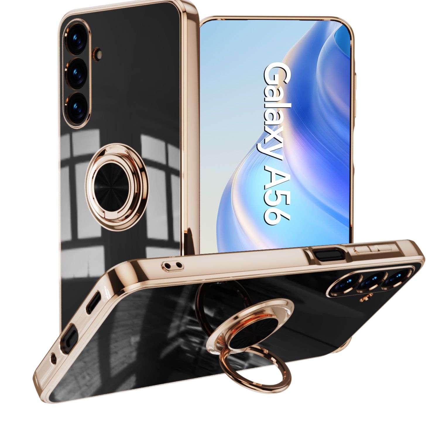 Magnetic Ring Holder Plating Cell Phone Case Luxury Phone Cover for Samsung A16 A26 A36 A56 A06 A55 A35 A25 A15 A54 A34 A24 A14 A04S M54 M34 M14
