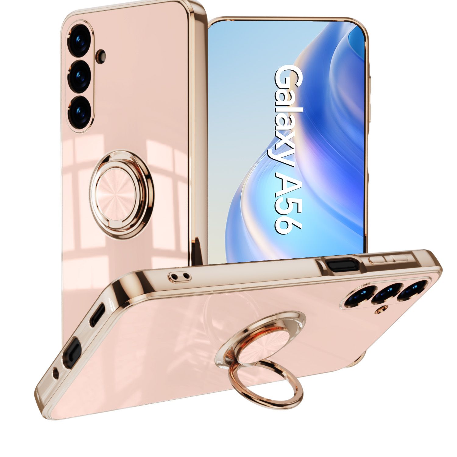 Magnetic Ring Holder Plating Cell Phone Case Luxury Phone Cover for Samsung A16 A26 A36 A56 A06 A55 A35 A25 A15 A54 A34 A24 A14 A04S M54 M34 M14