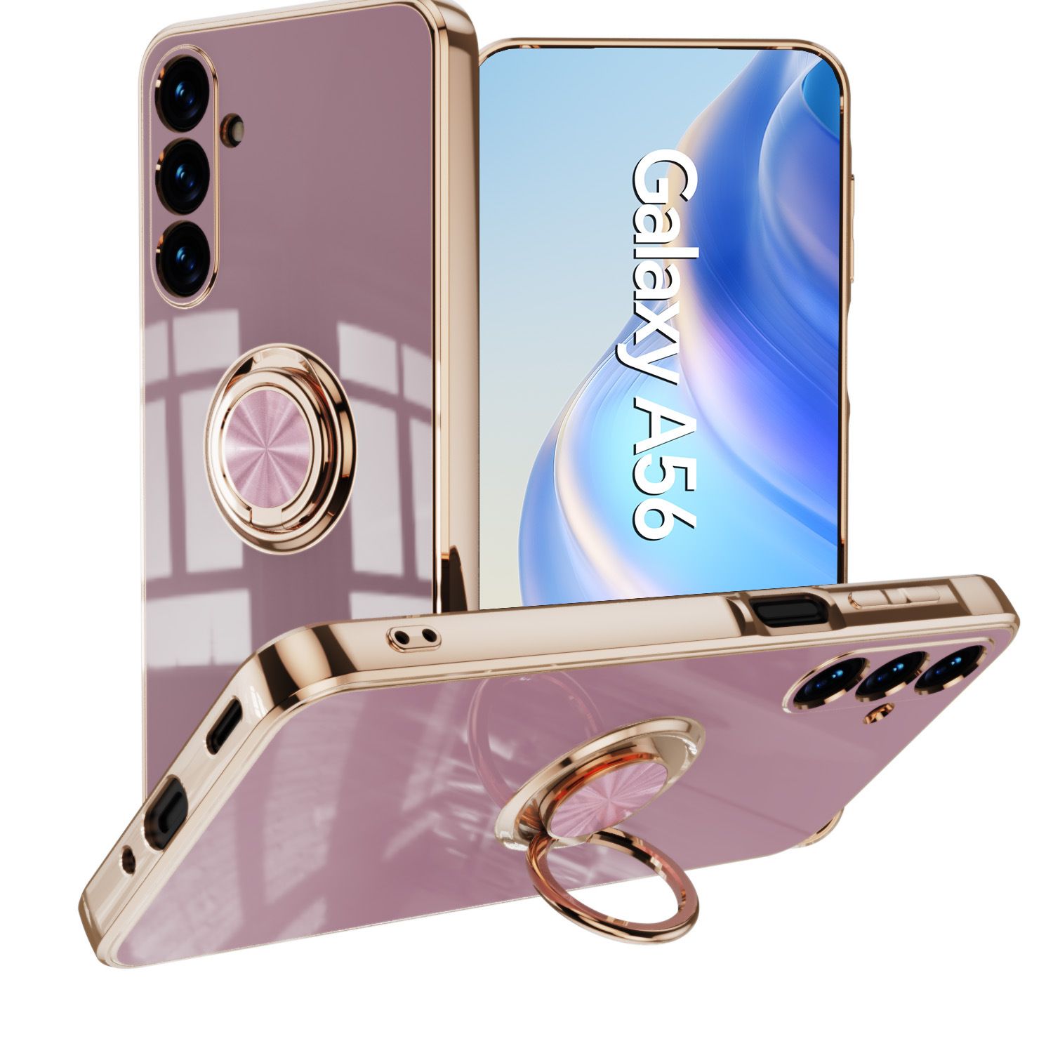 Magnetic Ring Holder Plating Cell Phone Case Luxury Phone Cover for Samsung A16 A26 A36 A56 A06 A55 A35 A25 A15 A54 A34 A24 A14 A04S M54 M34 M14
