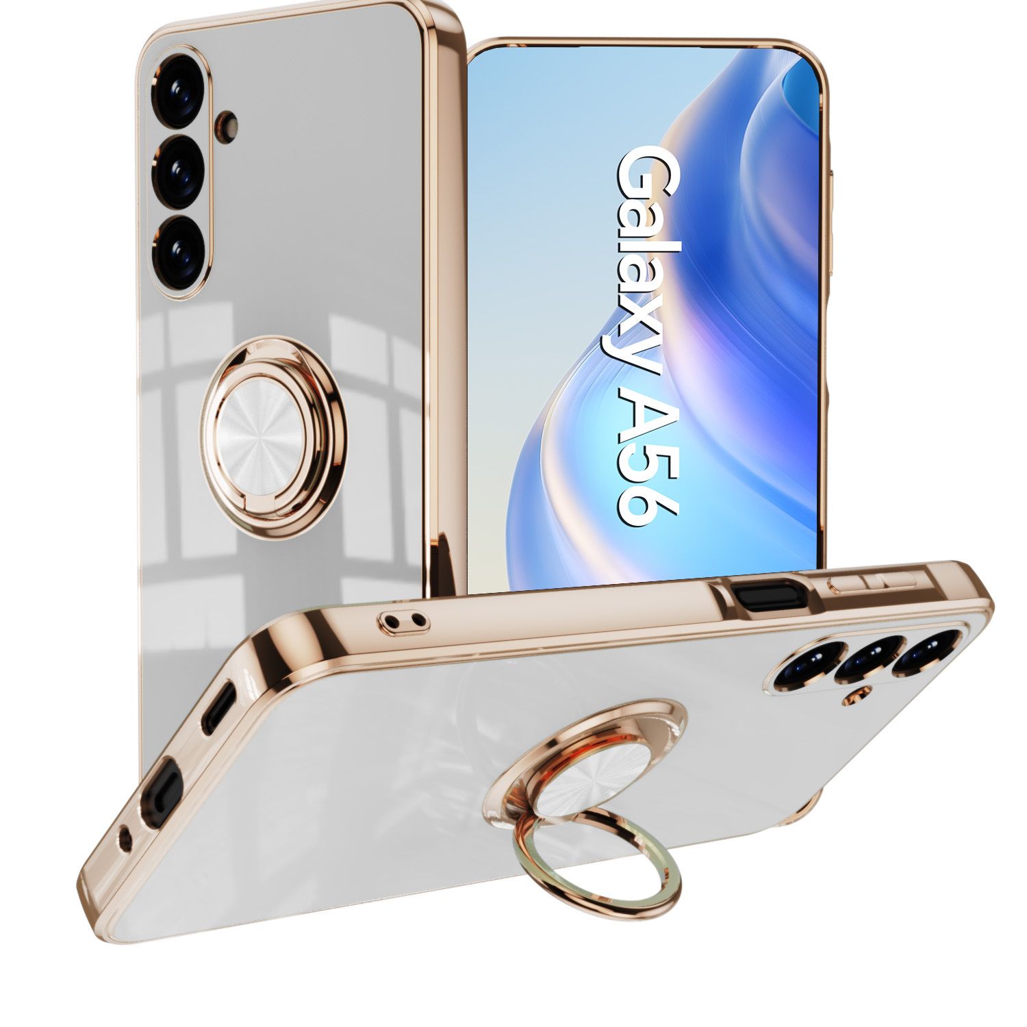Magnetic Ring Holder Plating Cell Phone Case Luxury Phone Cover for Samsung A16 A26 A36 A56 A06 A55 A35 A25 A15 A54 A34 A24 A14 A04S M54 M34 M14