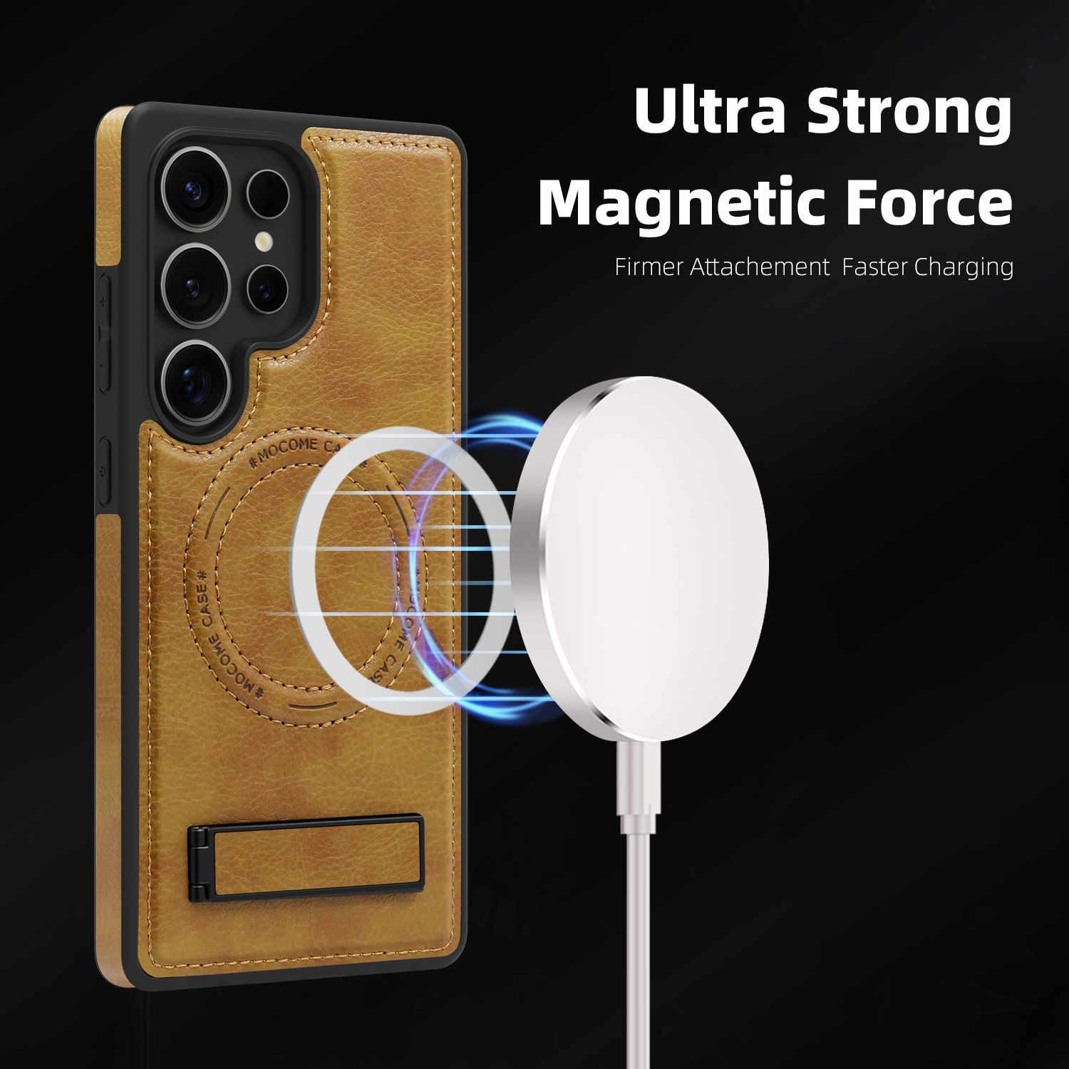 Magnetic Retro PU Leather Metal Kickstand Case for Samsung Galaxy S25 Plus S24 FE S23 Ultra Wireless Charging Shockproof Cover