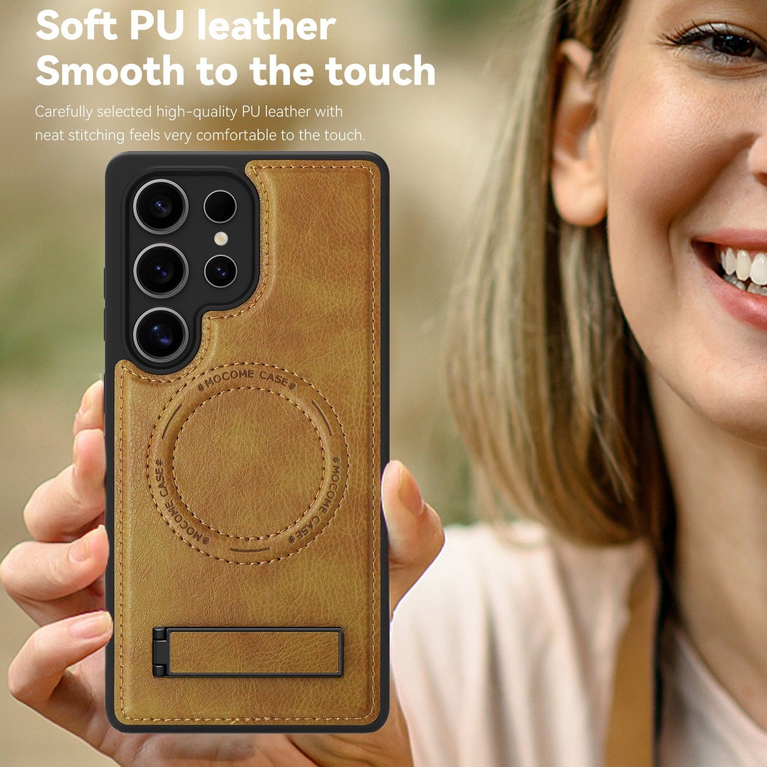 Magnetic Retro PU Leather Metal Kickstand Case for Samsung Galaxy S25 Plus S24 FE S23 Ultra Wireless Charging Shockproof Cover