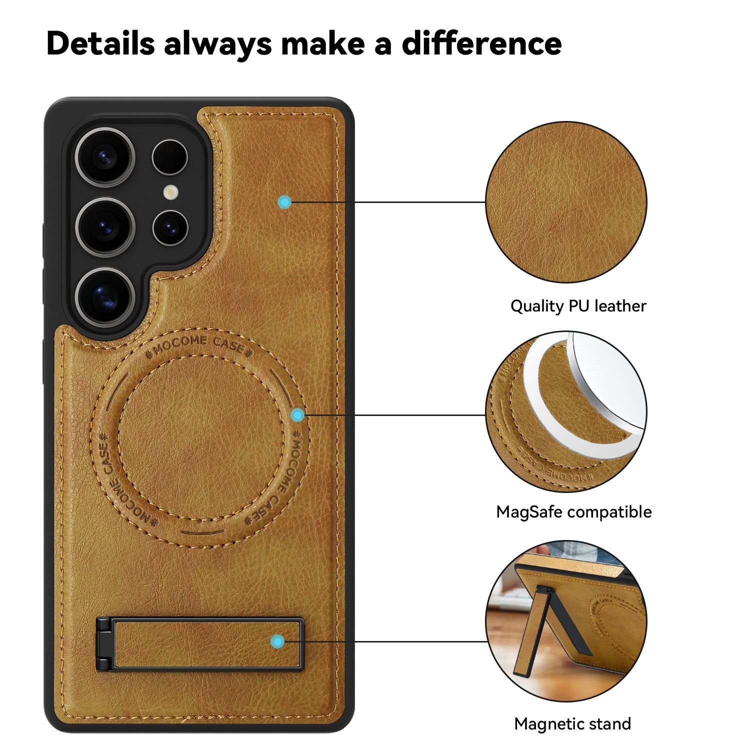 Magnetic Retro PU Leather Metal Kickstand Case for Samsung Galaxy S25 Plus S24 FE S23 Ultra Wireless Charging Shockproof Cover