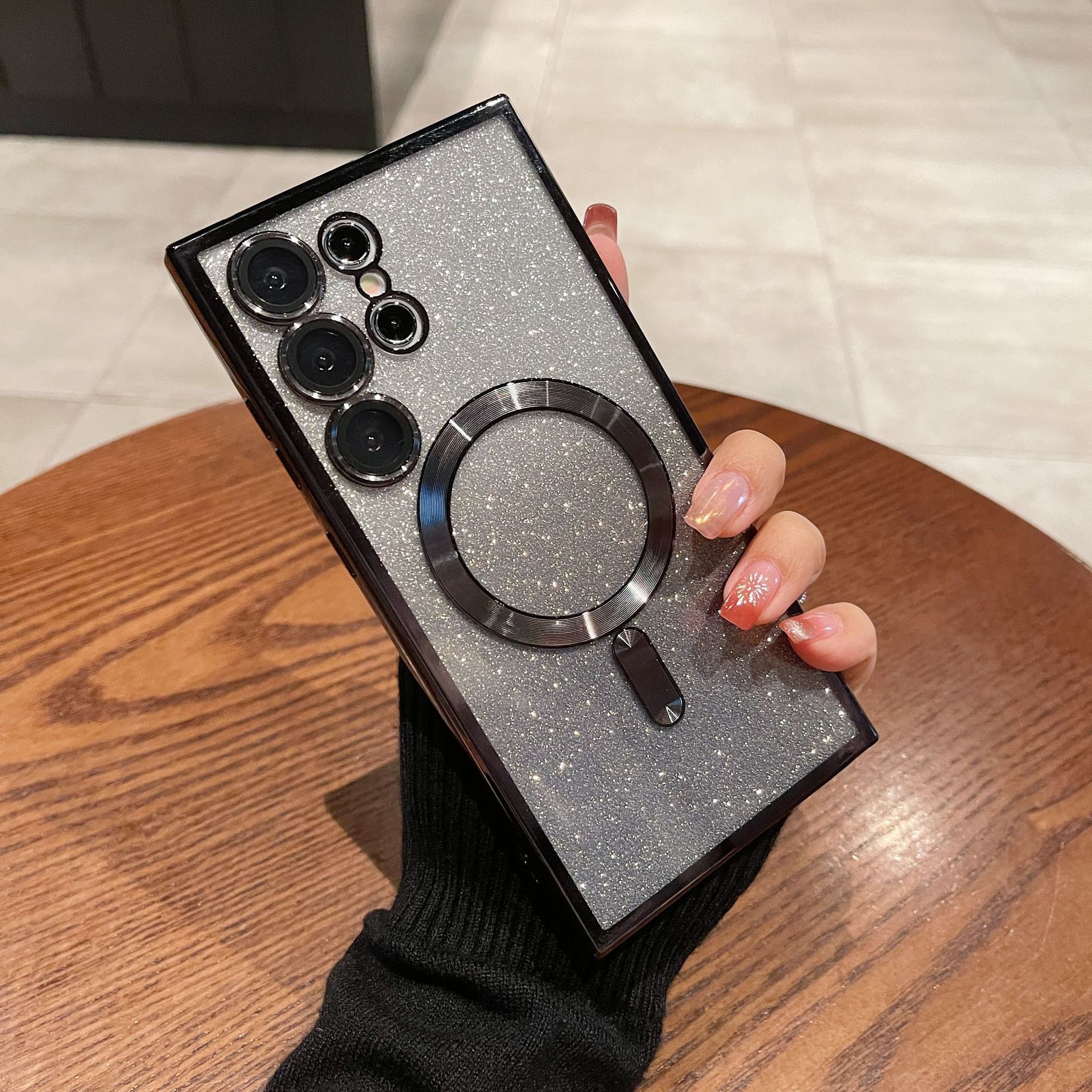 Suitable for Samsung Galaxy S25 Plus S24 Ultra S23 S22 S21 FE S20 Note20 Ultra Note 10 Plus cell phone case gradient glitter plating magnetic transparent drop-proof full package protective cover