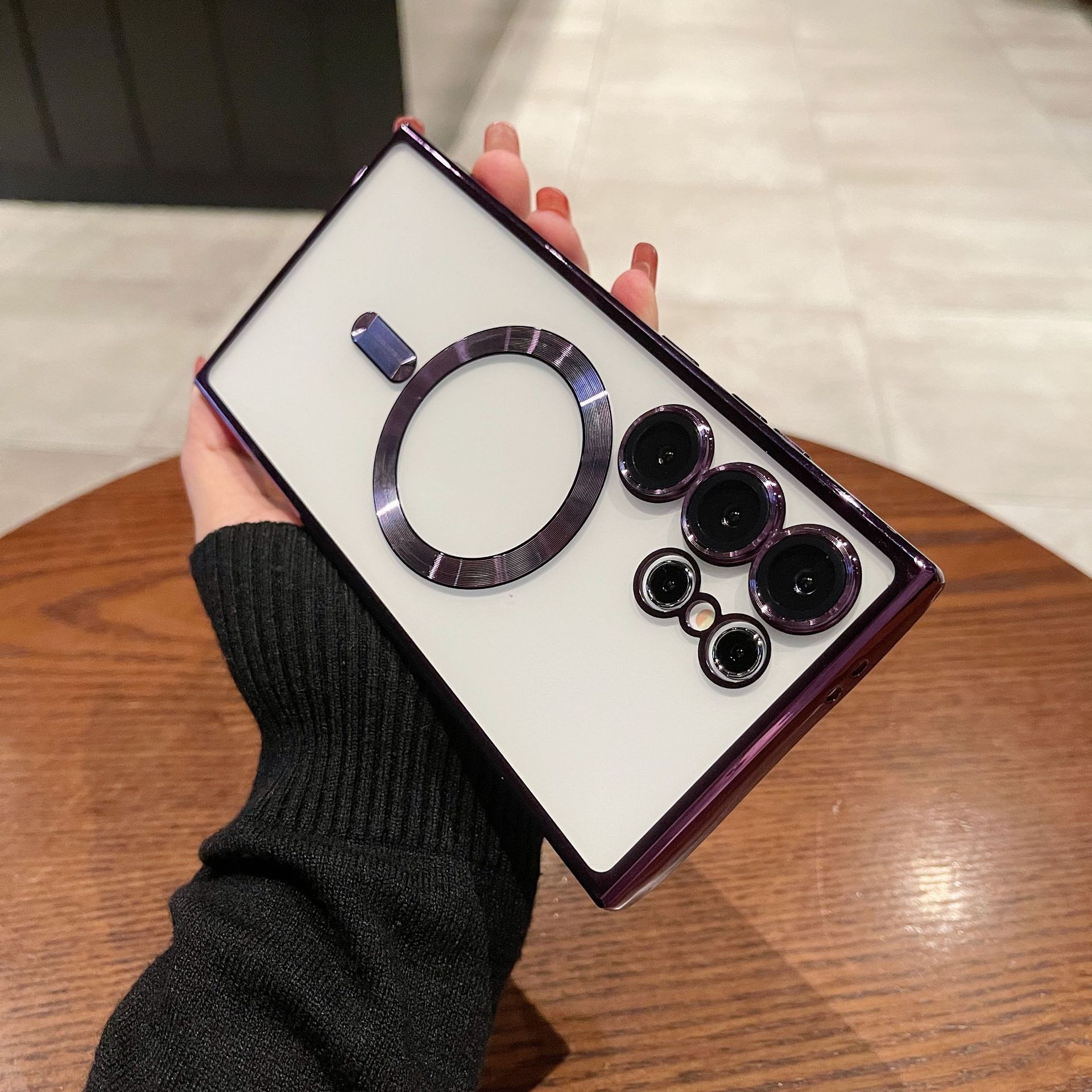 Suitable for Samsung Galaxy S25 Plus S24 Ultra S23 S22 S21 FE S20 Note20 Ultra Note 10 Plus cell phone case gradient glitter plating magnetic transparent drop-proof full package protective cover