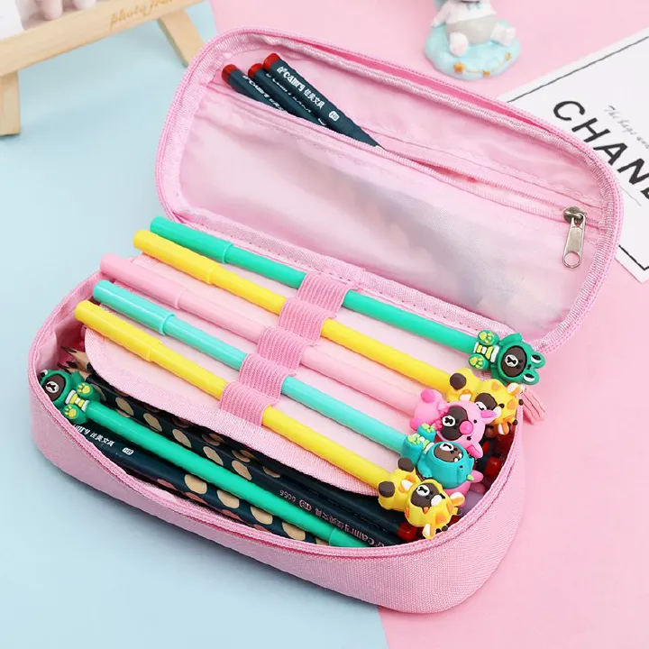 Quicksand Cute Simple Creative Plastic Pencil Case Girl Cartoon Student Stationery Box
