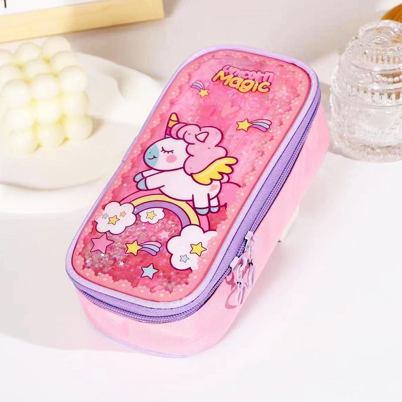 Quicksand Cute Simple Creative Plastic Pencil Case Girl Cartoon Student Stationery Box