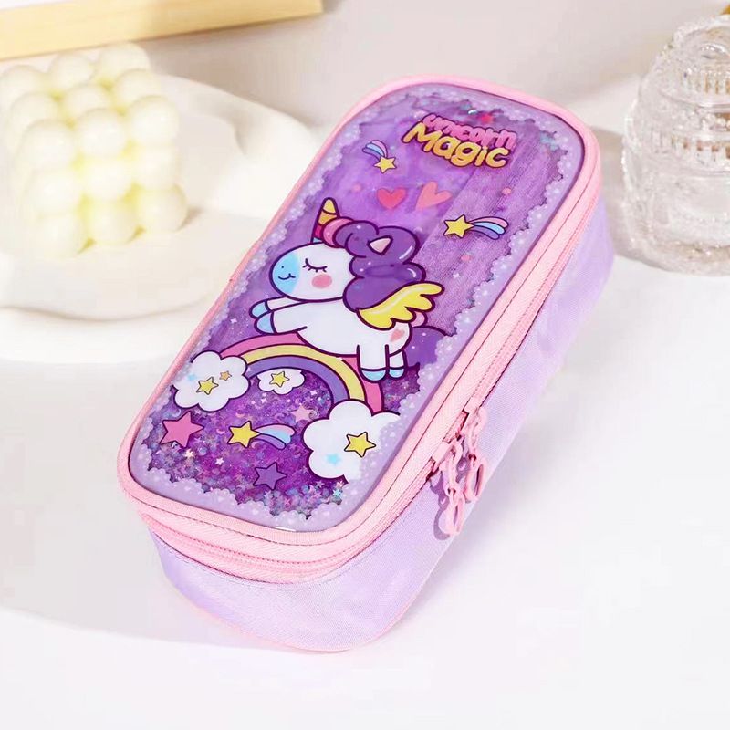 Quicksand Cute Simple Creative Plastic Pencil Case Girl Cartoon Student Stationery Box