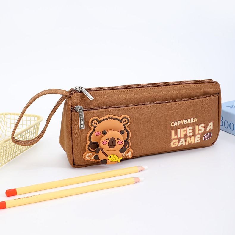 New Kapybara Pencil Bag for Primary School Students Large Capacity with Portable Stationery Bag