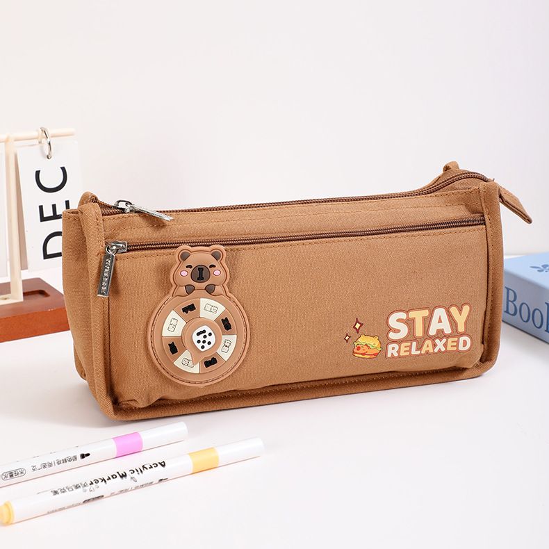 New Kapybara Pencil Bag for Primary School Students Large Capacity with Portable Stationery Bag