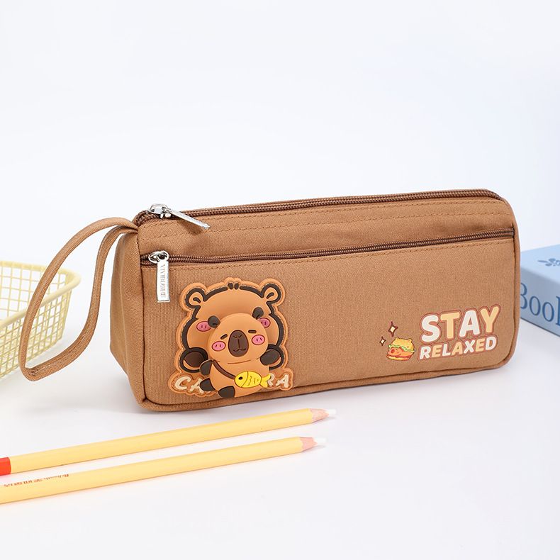 New Kapybara Pencil Bag for Primary School Students Large Capacity with Portable Stationery Bag