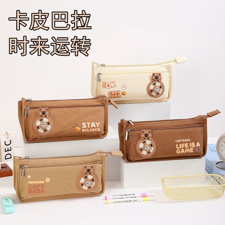 New Kapybara Pencil Bag for Primary School Students Large Capacity with Portable Stationery Bag