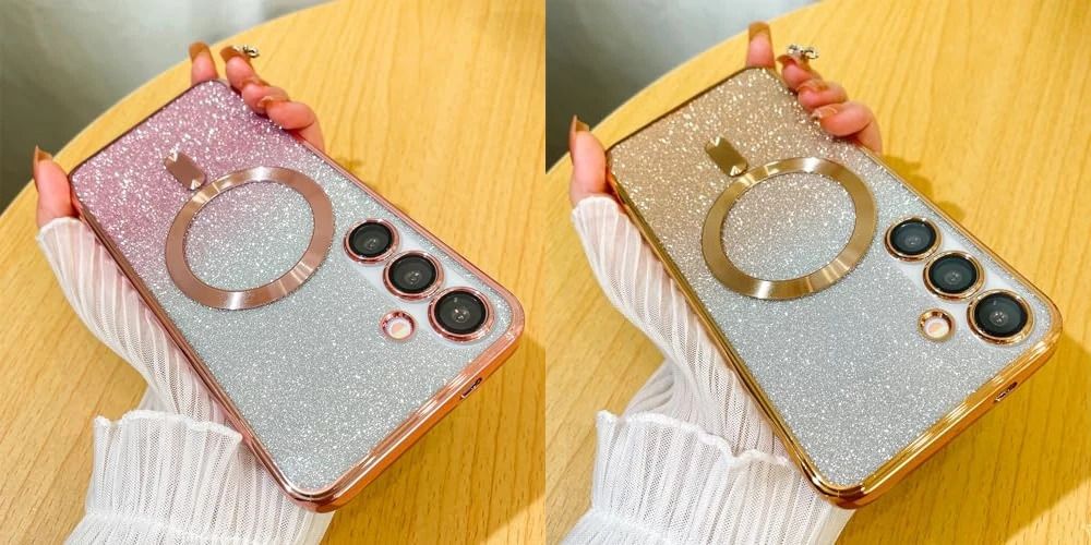 MagSafe Glitter Magnetic Phone Case for Samsung Galaxy S25 S24 S23 S22 S21 S20 Note 20 Ultra Shinning Transparent Silicone Electroplated Protective Shockproof Cover