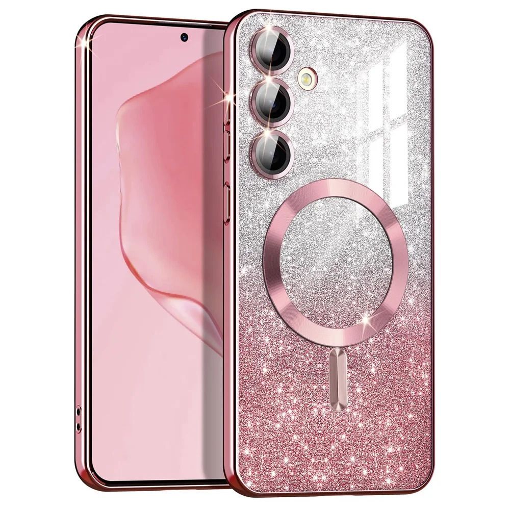 MagSafe Glitter Magnetic Phone Case for Samsung Galaxy S25 S24 S23 S22 S21 S20 Note 20 Ultra Shinning Transparent Silicone Electroplated Protective Shockproof Cover