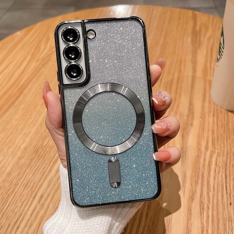 MagSafe Glitter Magnetic Phone Case for Samsung Galaxy S25 S24 S23 S22 S21 S20 Note 20 Ultra Shinning Transparent Silicone Electroplated Protective Shockproof Cover