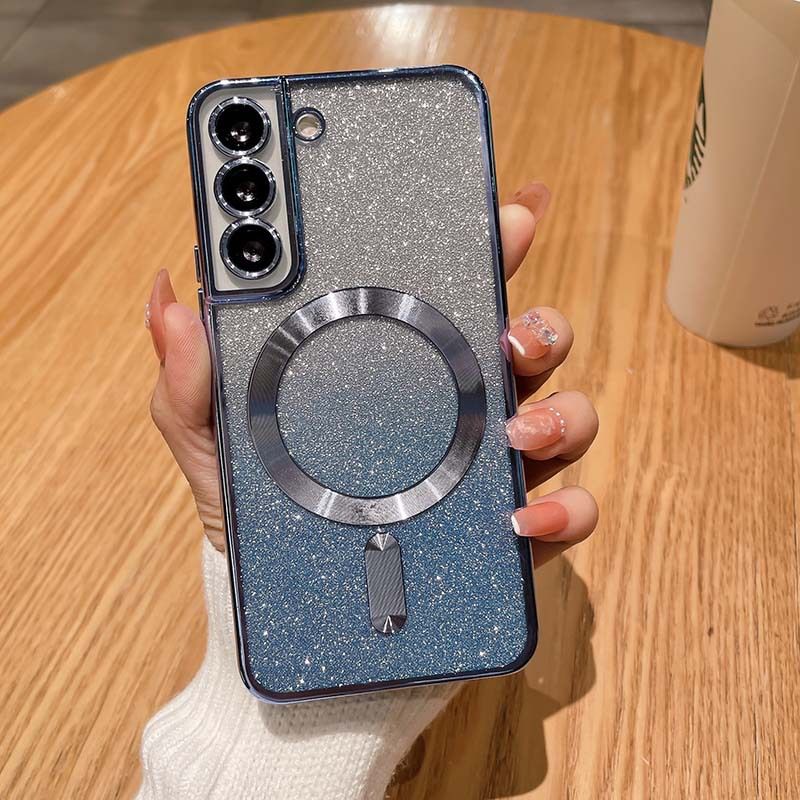 MagSafe Glitter Magnetic Phone Case for Samsung Galaxy S25 S24 S23 S22 S21 S20 Note 20 Ultra Shinning Transparent Silicone Electroplated Protective Shockproof Cover
