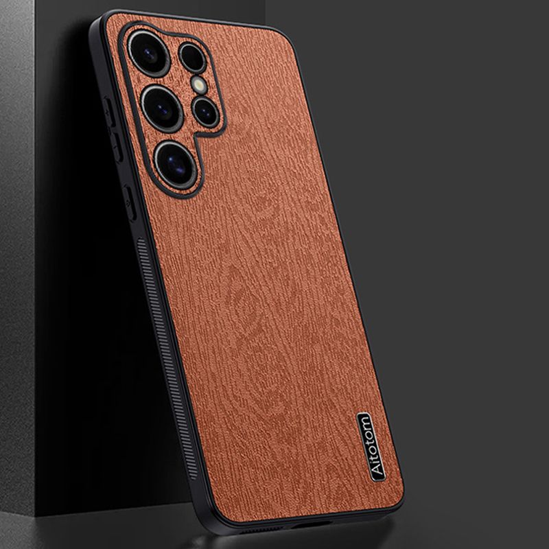 Luxury Tree Bark Leather Lens protection Case for Samsung Galaxy S25 Ultra S24 S23 FE S22 S21 Plus,Samsung A56 A36 A26 A16 A06 M55 A55 A35 A25 A15 A05S Note 20 Ultra Retro Soft Frame Shockproof Cover
