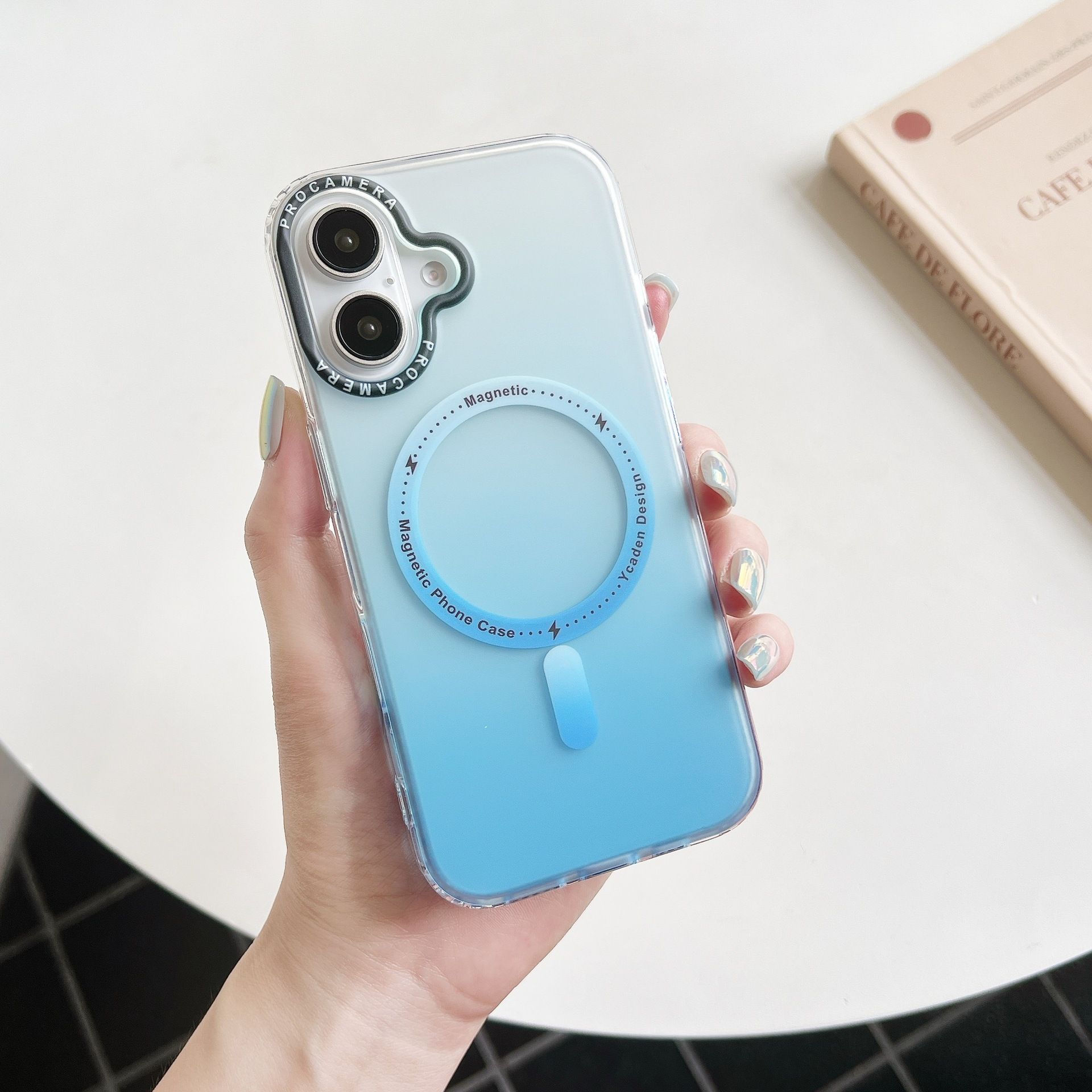 Hot Sale Magnetic Wireless Charging Phone Case for iPhone 17 Pro Max 16 15 14 13 12 Pro MaxTranslucent Gradient PC Acrylic Shockproof Cover