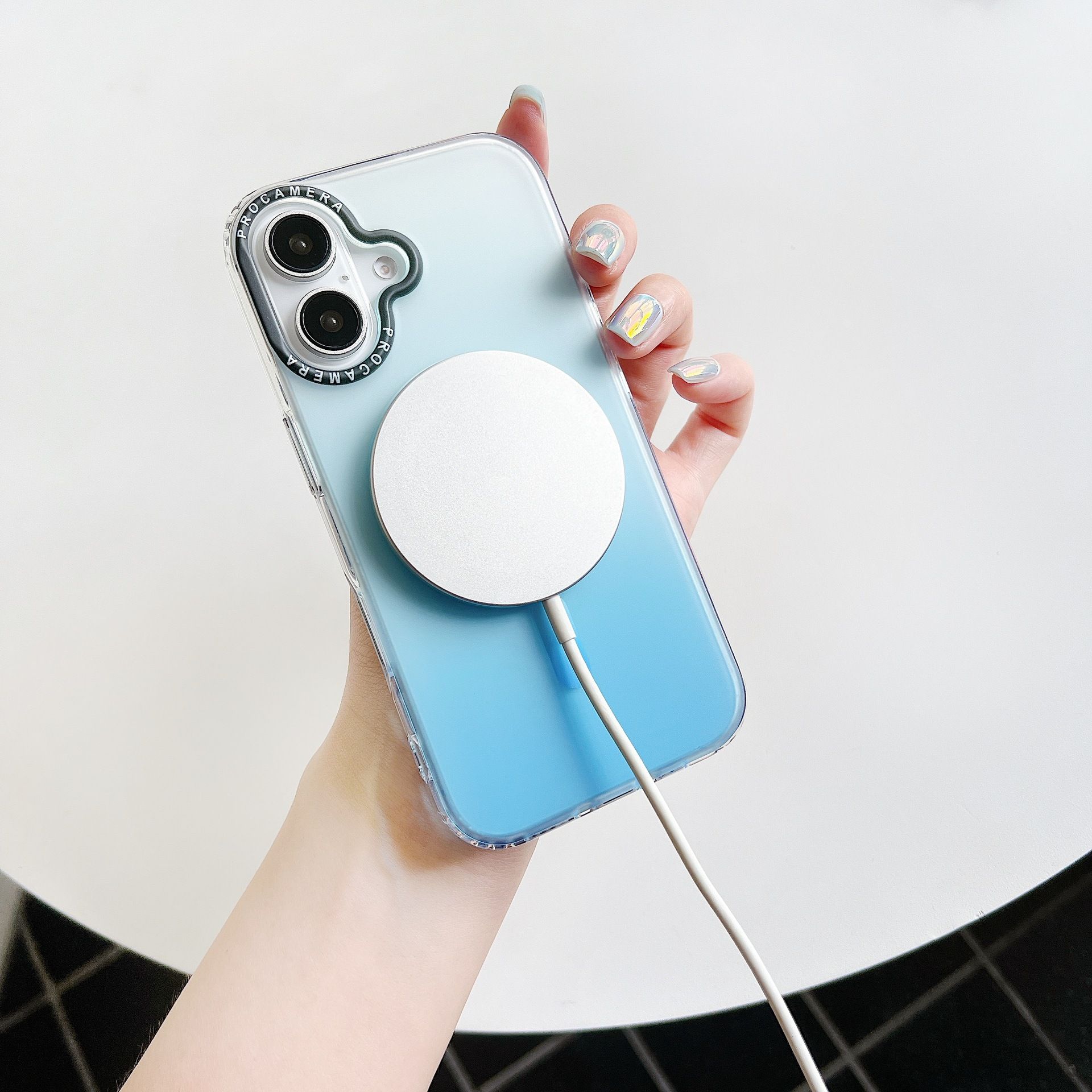 Hot Sale Magnetic Wireless Charging Phone Case for iPhone 17 Pro Max 16 15 14 13 12 Pro MaxTranslucent Gradient PC Acrylic Shockproof Cover