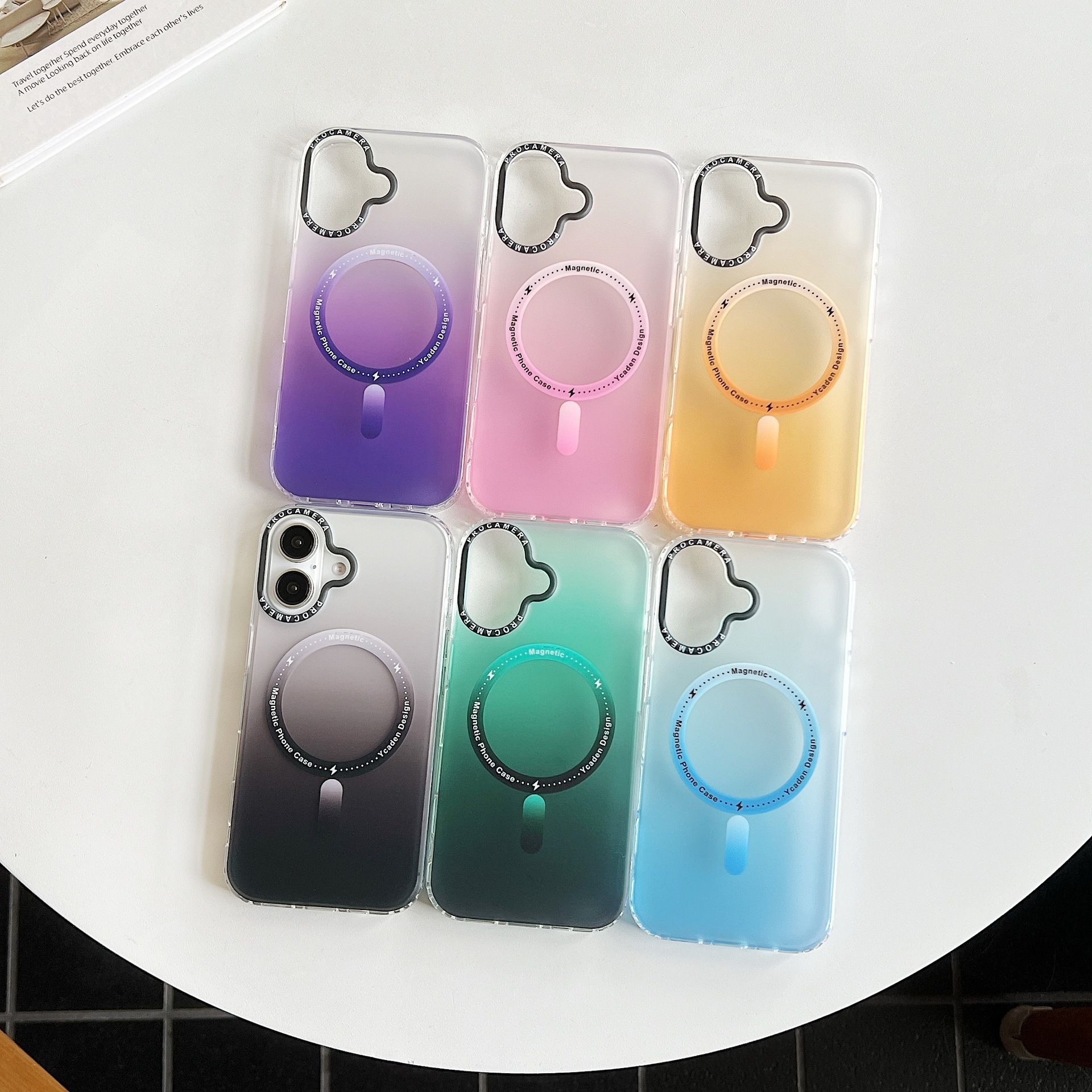 Hot Sale Magnetic Wireless Charging Phone Case for iPhone 17 Pro Max 16 15 14 13 12 Pro MaxTranslucent Gradient PC Acrylic Shockproof Cover