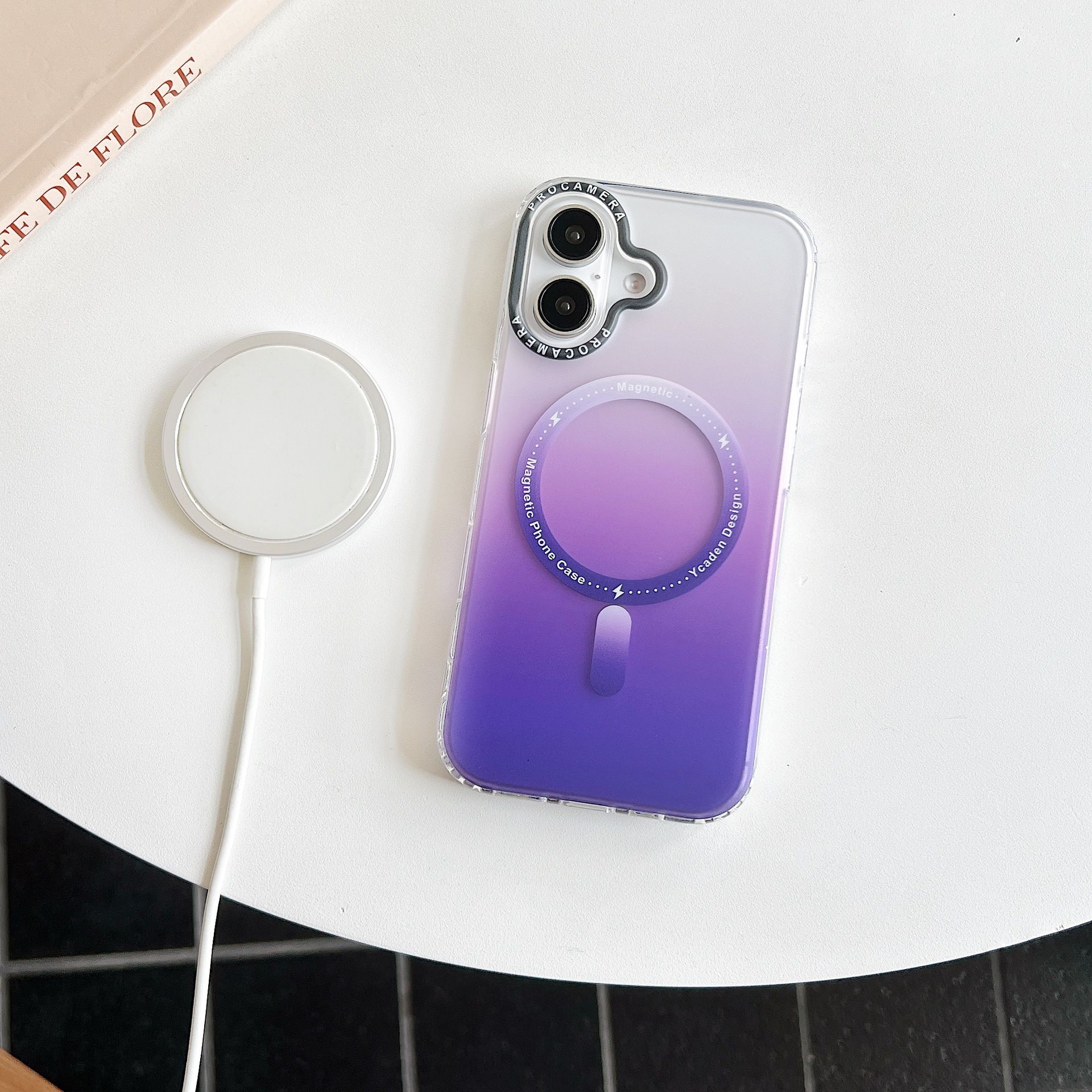 Hot Sale Magnetic Wireless Charging Phone Case for iPhone 17 Pro Max 16 15 14 13 12 Pro MaxTranslucent Gradient PC Acrylic Shockproof Cover