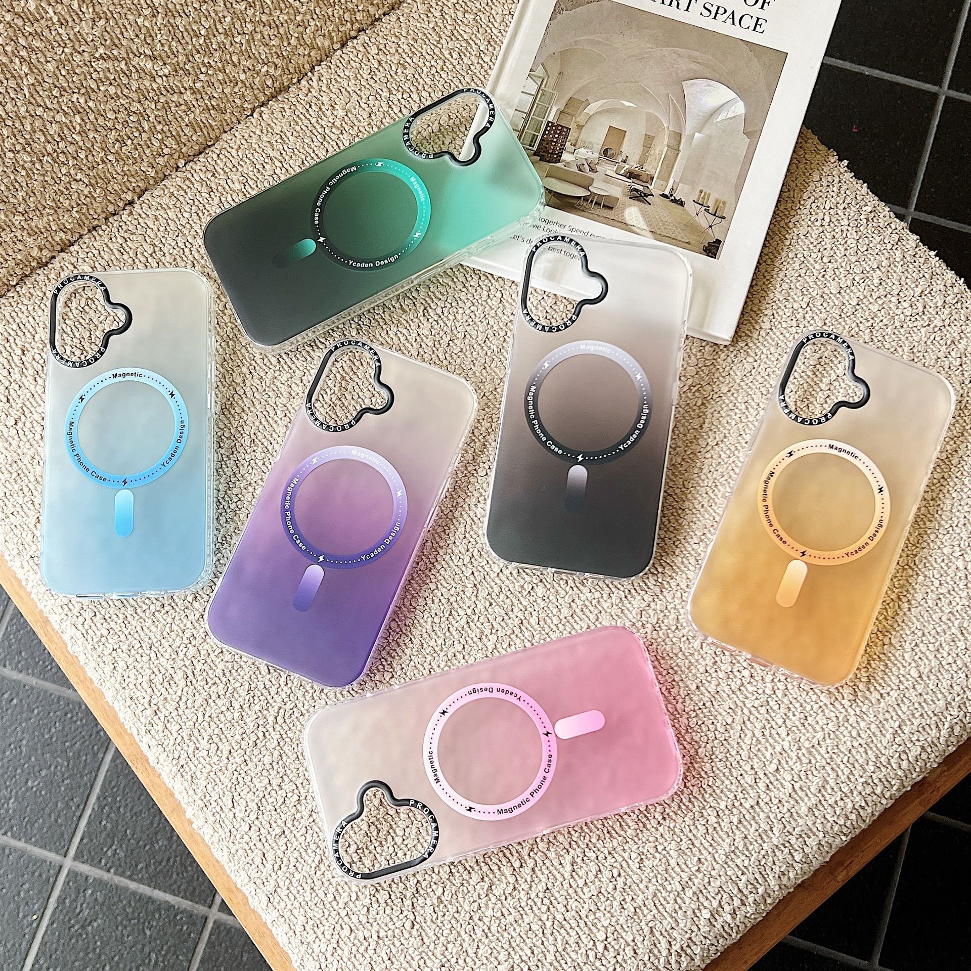 Hot Sale Magnetic Wireless Charging Phone Case for iPhone 17 Pro Max 16 15 14 13 12 Pro MaxTranslucent Gradient PC Acrylic Shockproof Cover