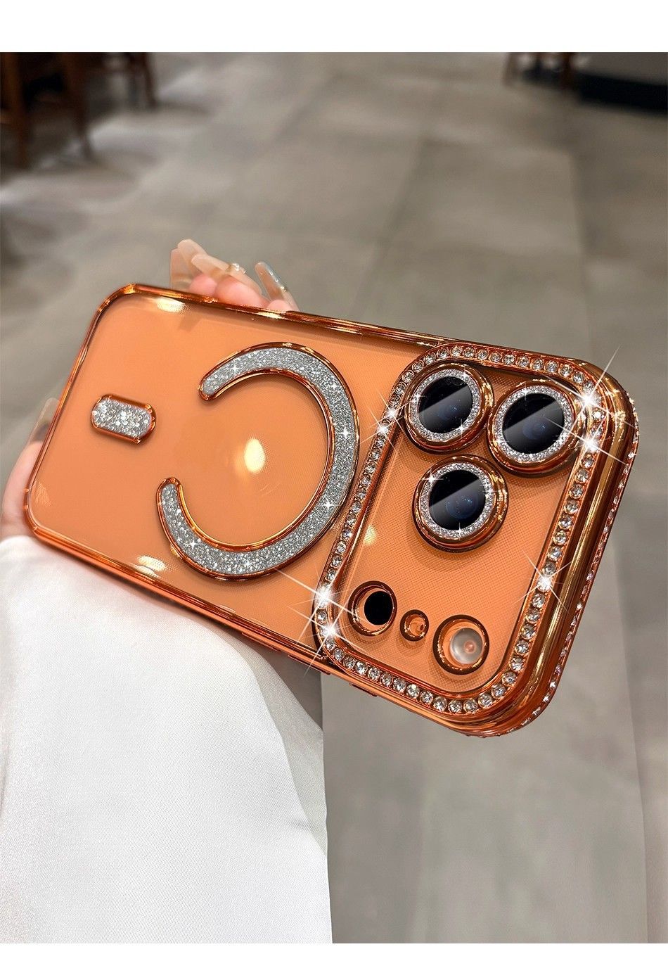 New Lens Protective Bling Diamond Magnetic Cell Phone Case Cover for iPhone 17 Pro Max 16 15 14 13 12 Pro Max 17 Air 15 16 Plus Magnetic Electroplating Cover