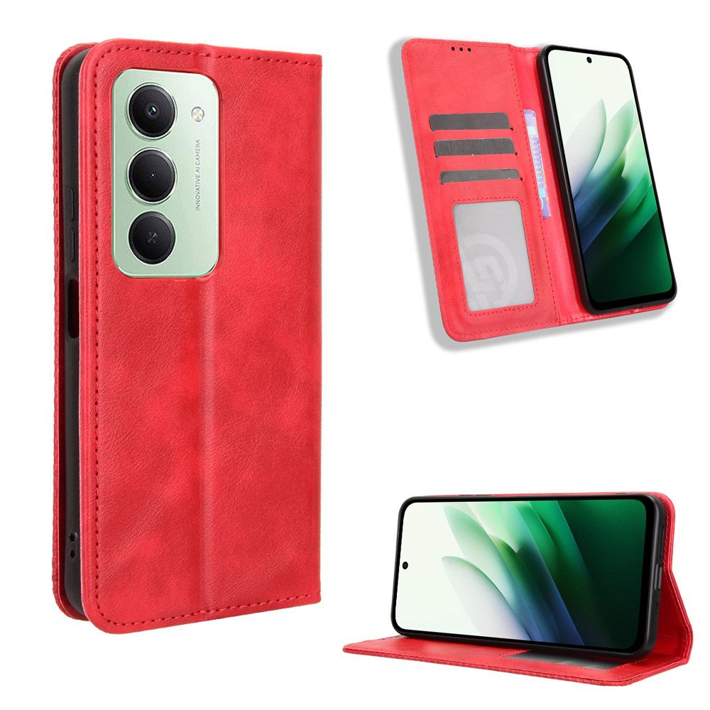 Flip Cover for Xiaomi Redmi 15 4G, 6.9" Case Leather Magnetic Flip Folio Stand Phone Cover with Card Holder