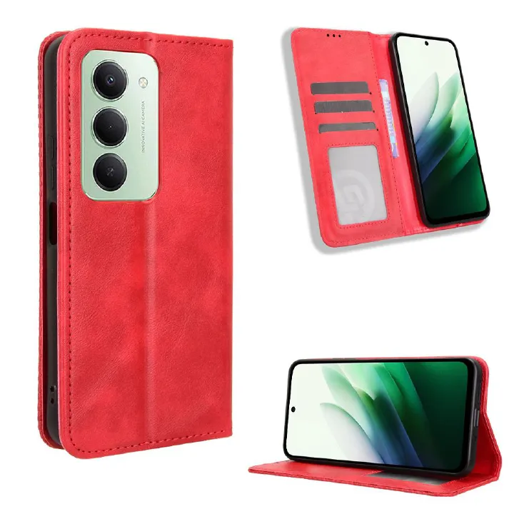 Flip Cover for Xiaomi Redmi 15 4G, 6.9" Case Leather Magnetic Flip Folio Stand Phone Cover with Card Holder