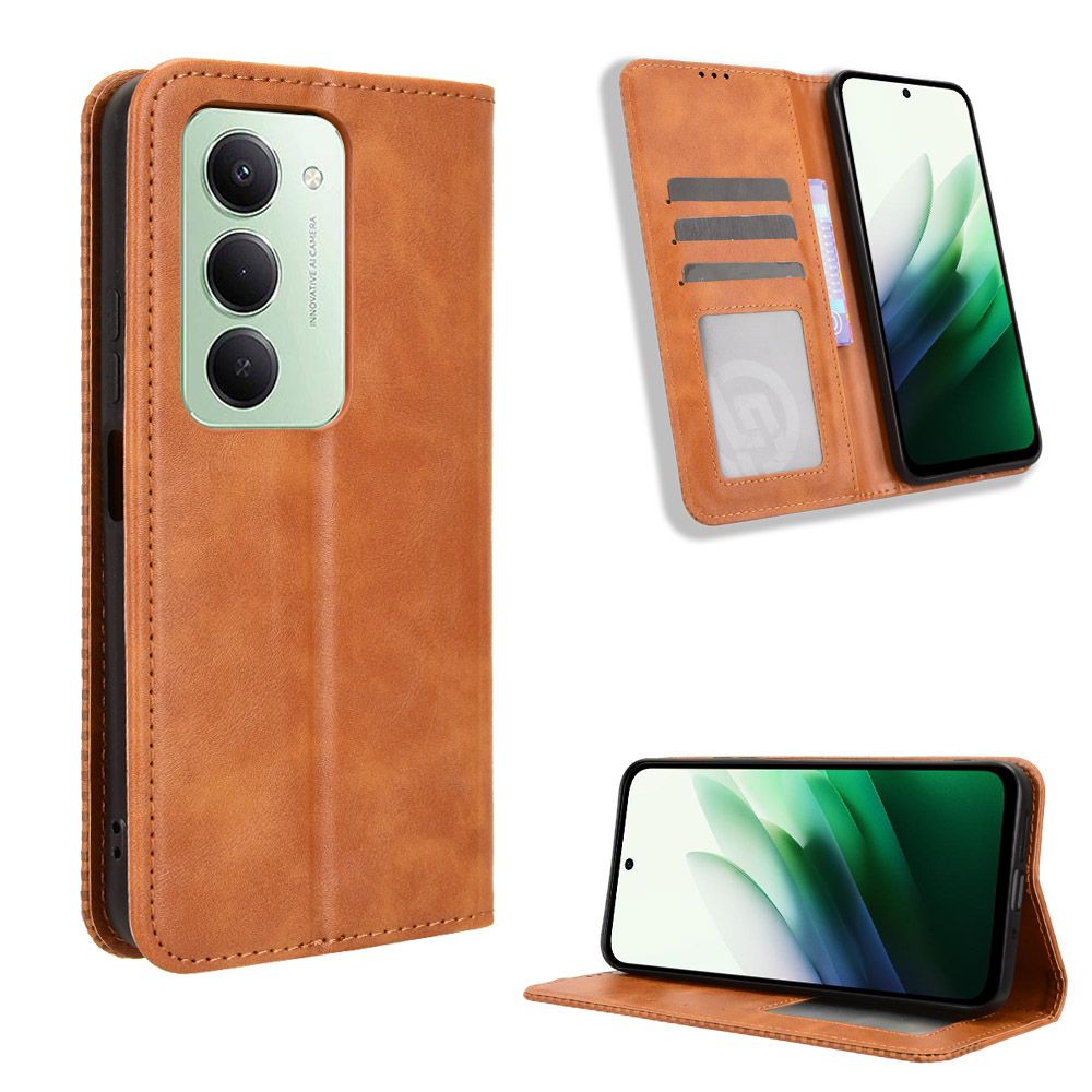 Flip Cover for Xiaomi Redmi 15 4G, 6.9" Case Leather Magnetic Flip Folio Stand Phone Cover with Card Holder