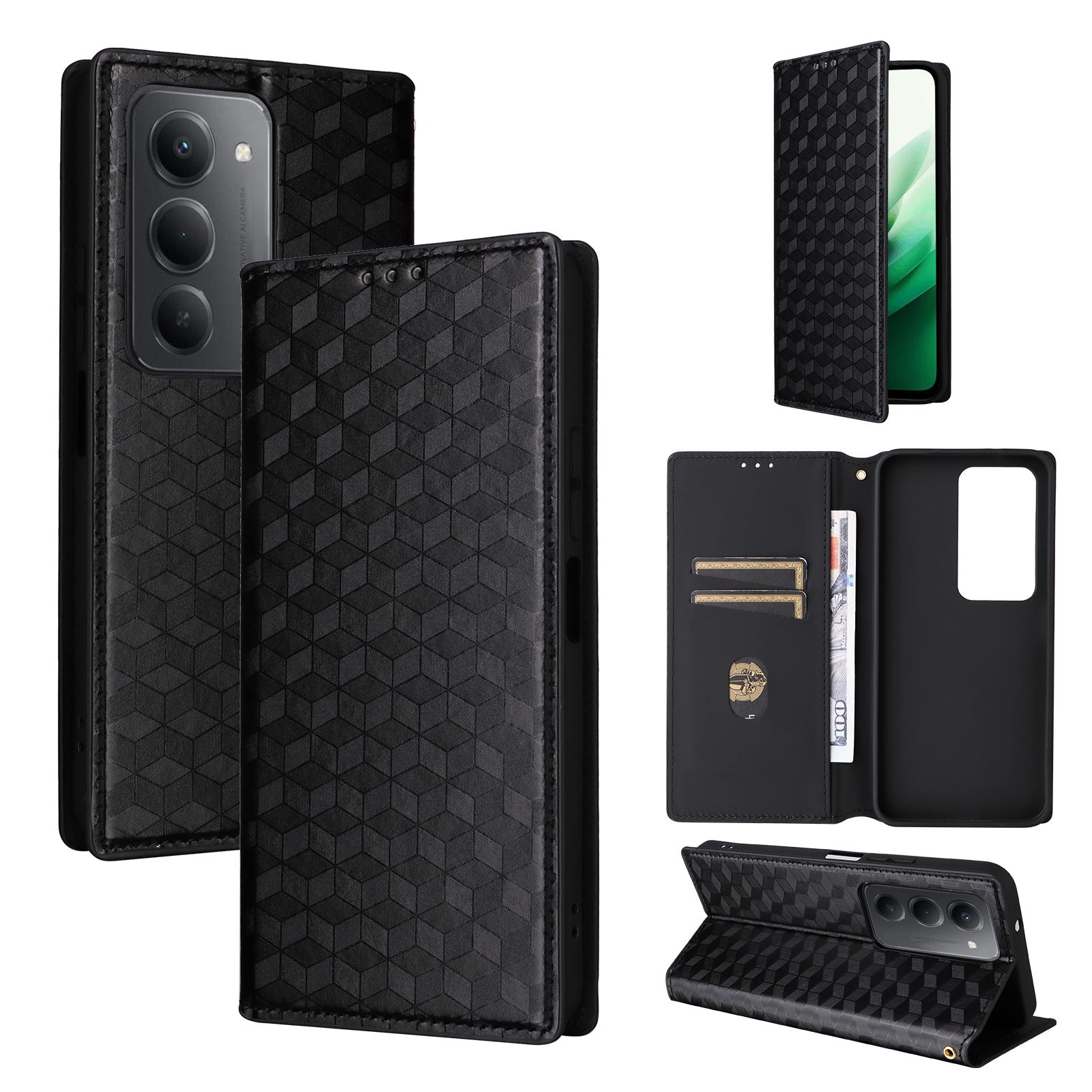 Flip Cover for Xiaomi Redmi 15 4G, 6.9" Case Leather Magnetic Flip Folio Stand Phone Cover with Card Holder