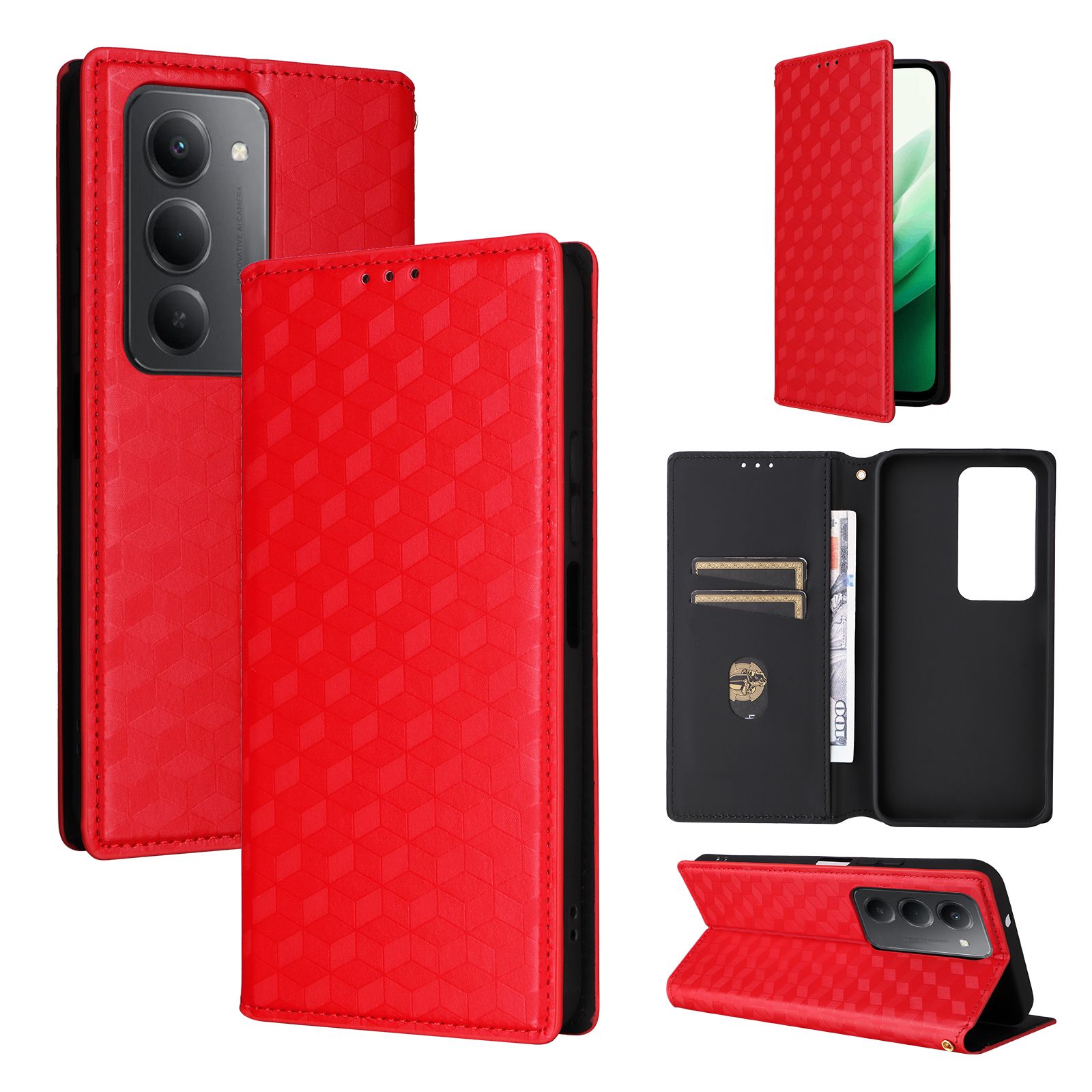 Flip Cover for Xiaomi Redmi 15 4G, 6.9" Case Leather Magnetic Flip Folio Stand Phone Cover with Card Holder