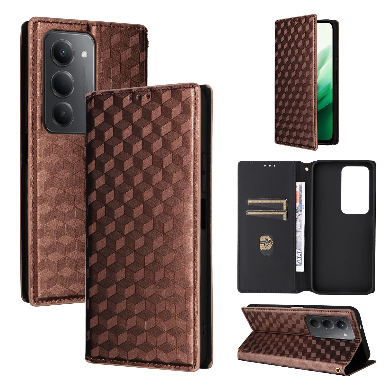 Flip Cover for Xiaomi Redmi 15 4G, 6.9" Case Leather Magnetic Flip Folio Stand Phone Cover with Card Holder