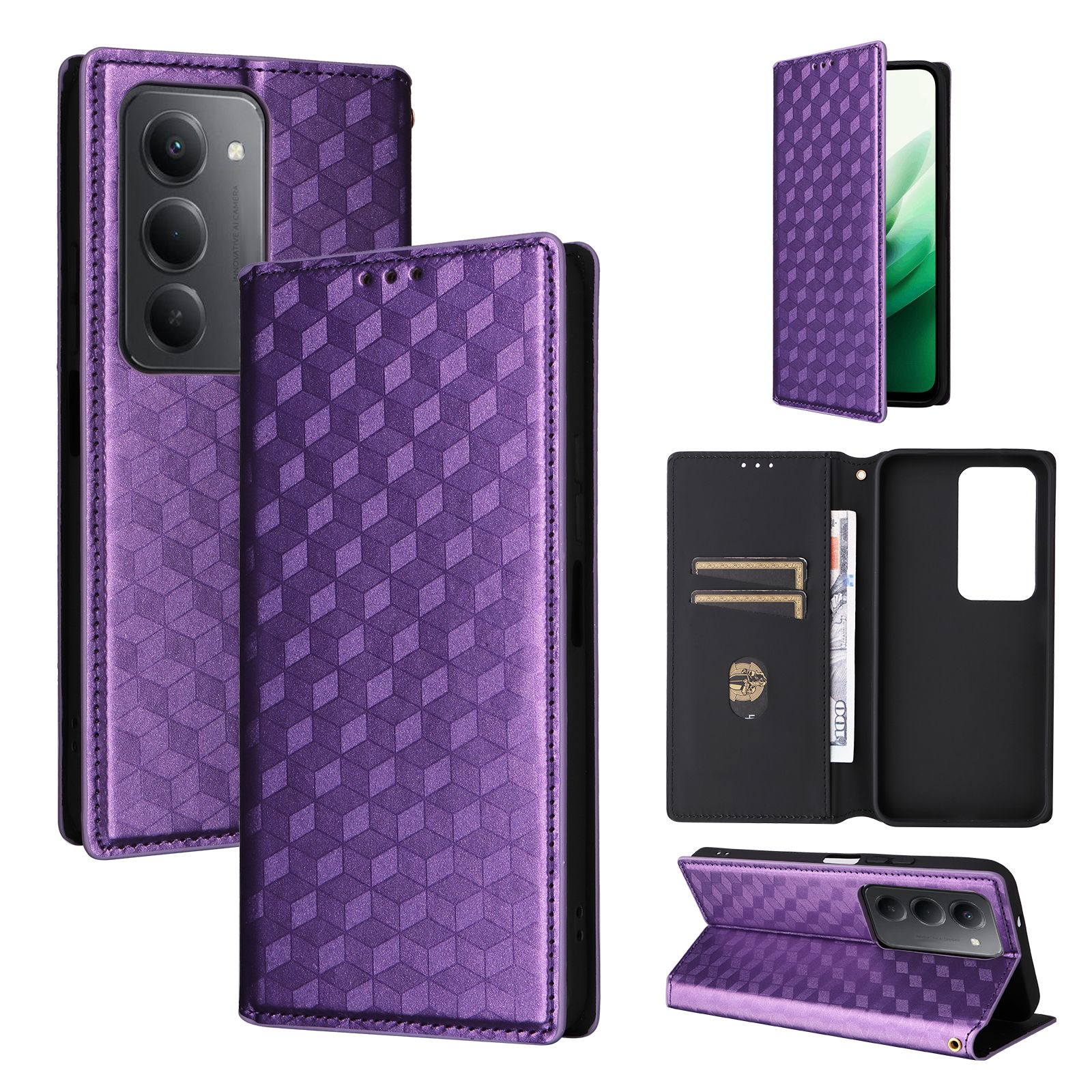 Flip Cover for Xiaomi Redmi 15 4G, 6.9" Case Leather Magnetic Flip Folio Stand Phone Cover with Card Holder