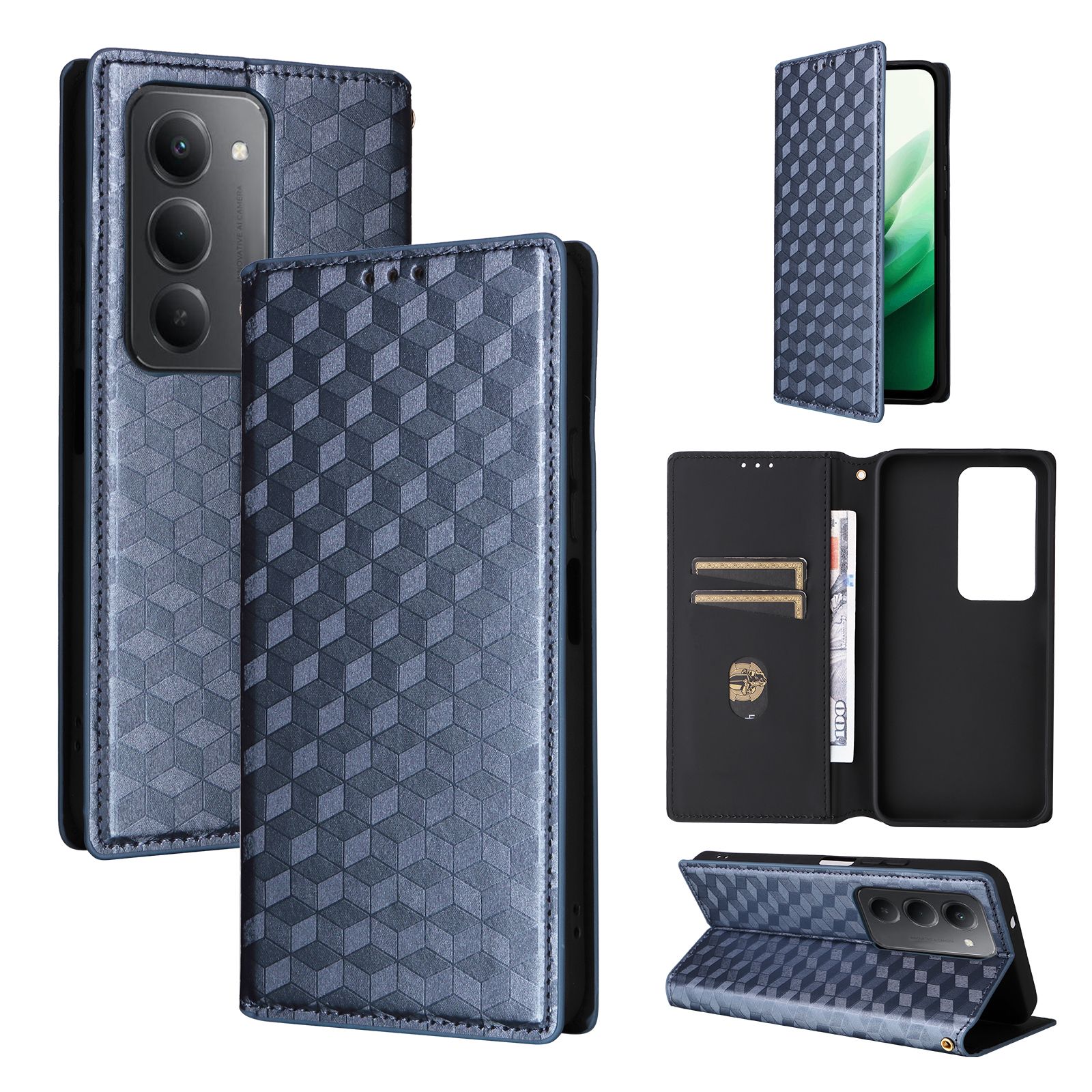 Flip Cover for Xiaomi Redmi 15 4G, 6.9" Case Leather Magnetic Flip Folio Stand Phone Cover with Card Holder