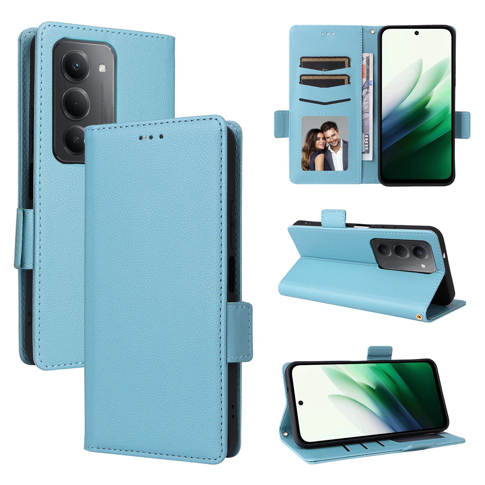 Flip Cover for Xiaomi Redmi 15 4G, 6.9" Case Leather Magnetic Flip Folio Stand Phone Cover with Card Holder