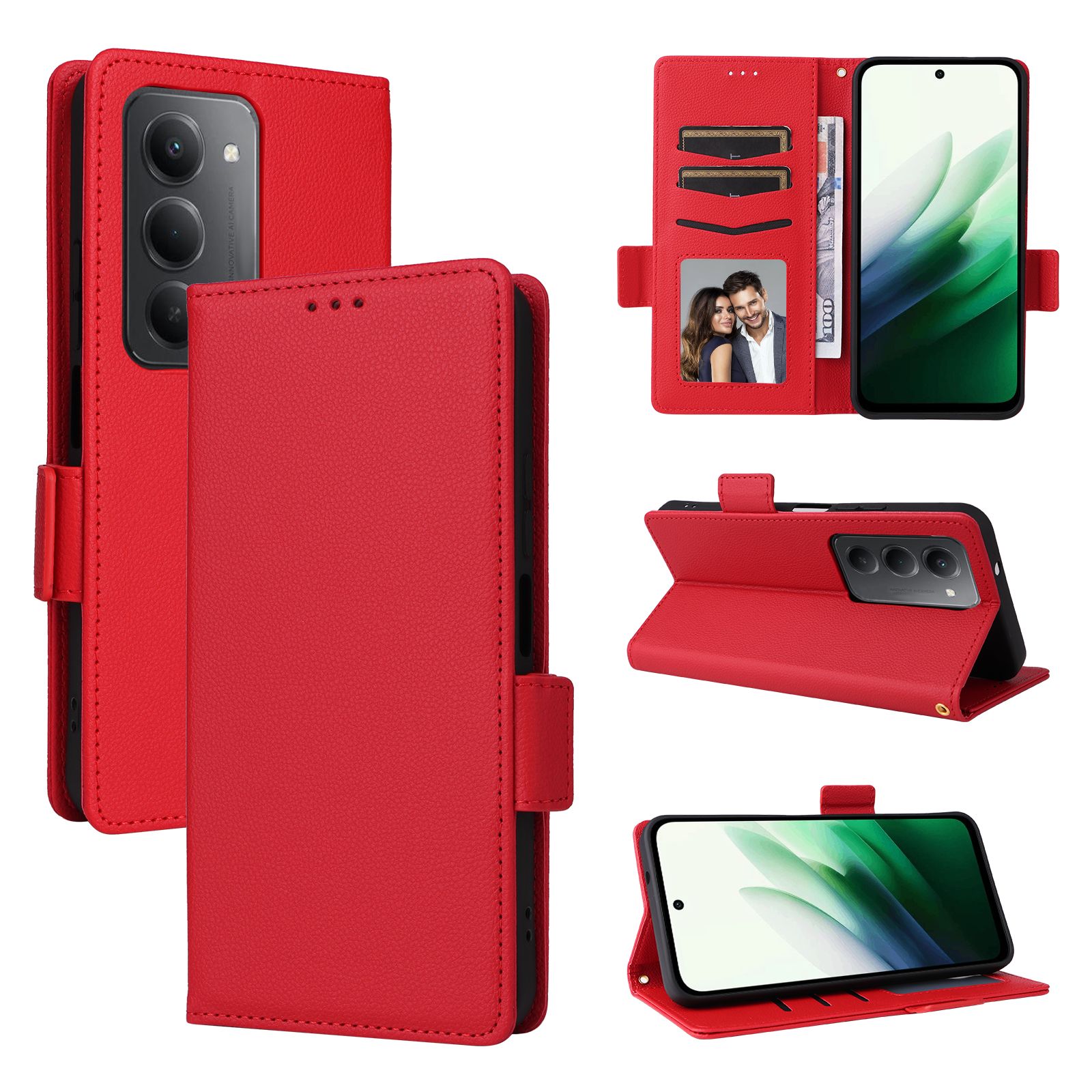Flip Cover for Xiaomi Redmi 15 4G, 6.9" Case Leather Magnetic Flip Folio Stand Phone Cover with Card Holder