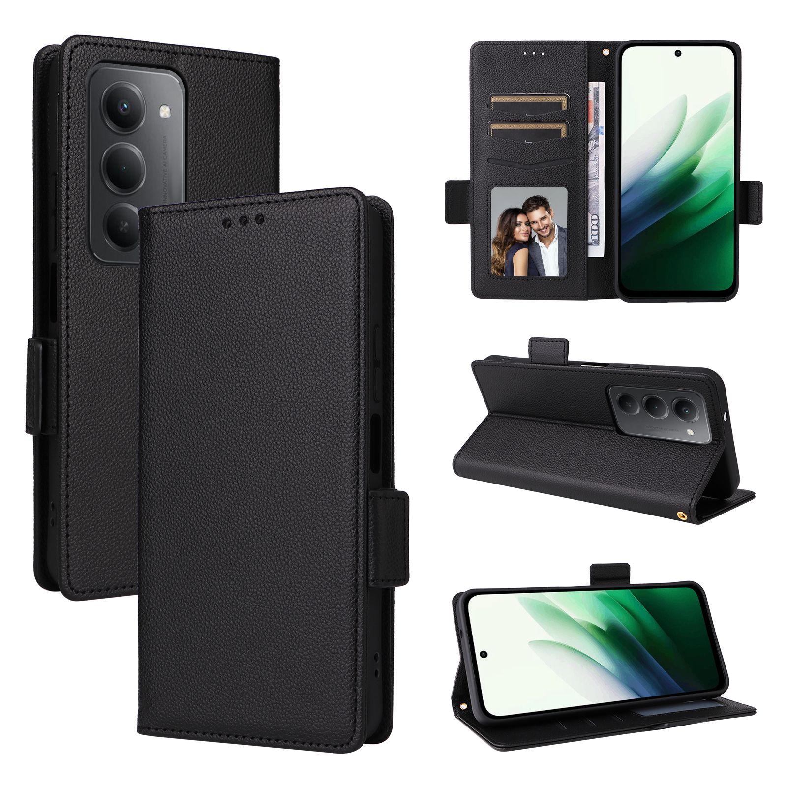 Flip Cover for Xiaomi Redmi 15 4G, 6.9" Case Leather Magnetic Flip Folio Stand Phone Cover with Card Holder