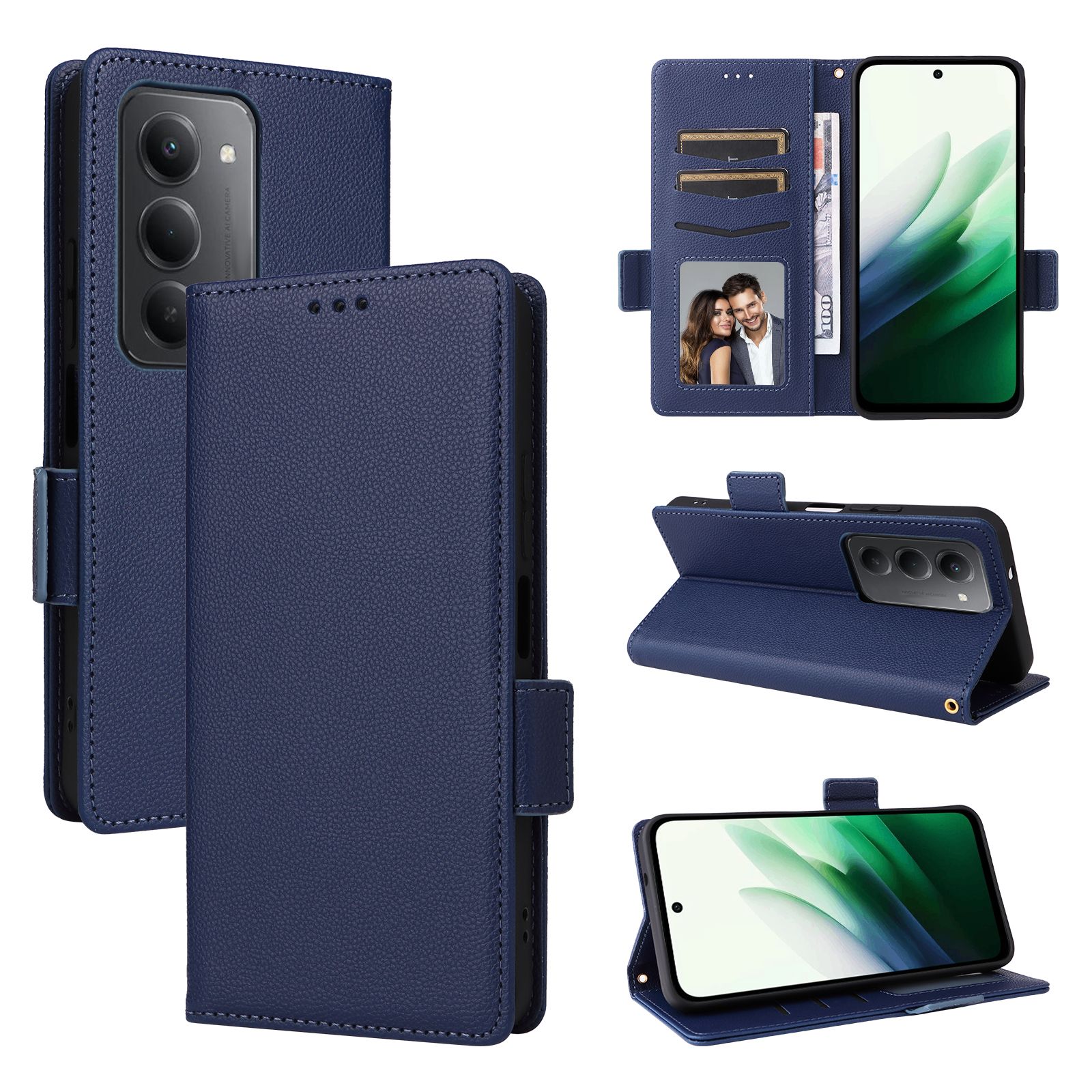 Flip Cover for Xiaomi Redmi 15 4G, 6.9" Case Leather Magnetic Flip Folio Stand Phone Cover with Card Holder