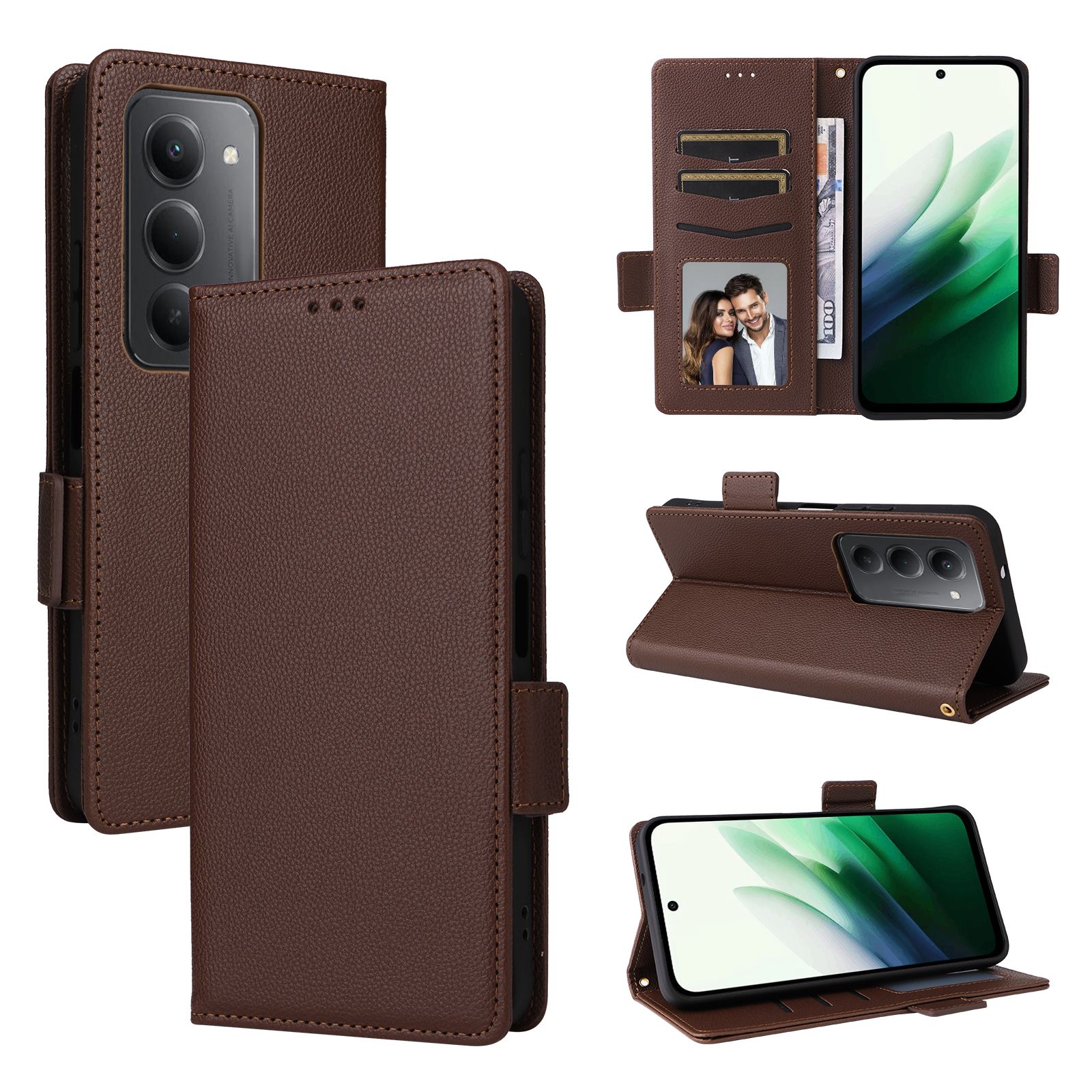 Flip Cover for Xiaomi Redmi 15 4G, 6.9" Case Leather Magnetic Flip Folio Stand Phone Cover with Card Holder