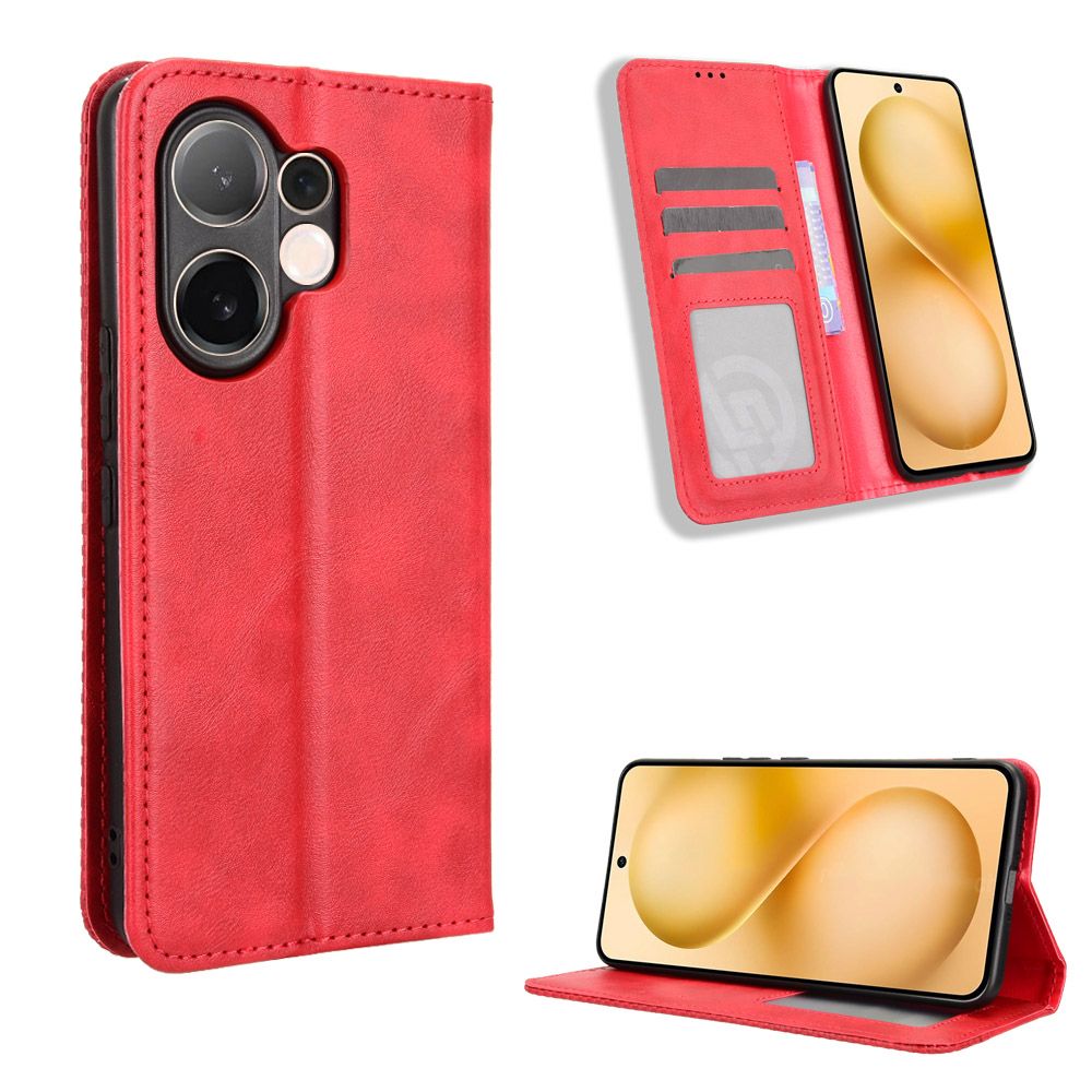 Flip Cover for Vivo V60 5G Case Leather Magnetic Flip Folio Stand Phone Cover with Card Holder