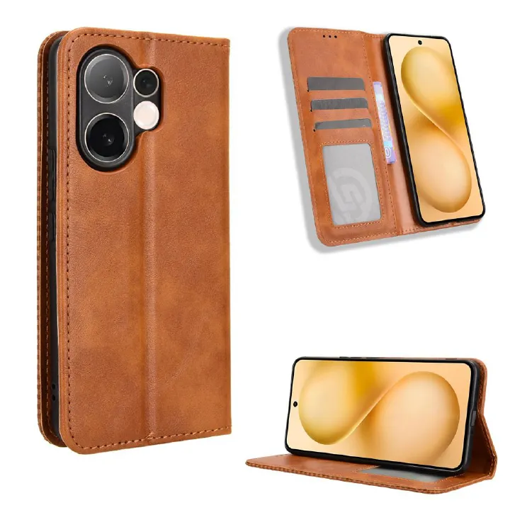 Flip Cover for Vivo V60 5G Case Leather Magnetic Flip Folio Stand Phone Cover with Card Holder