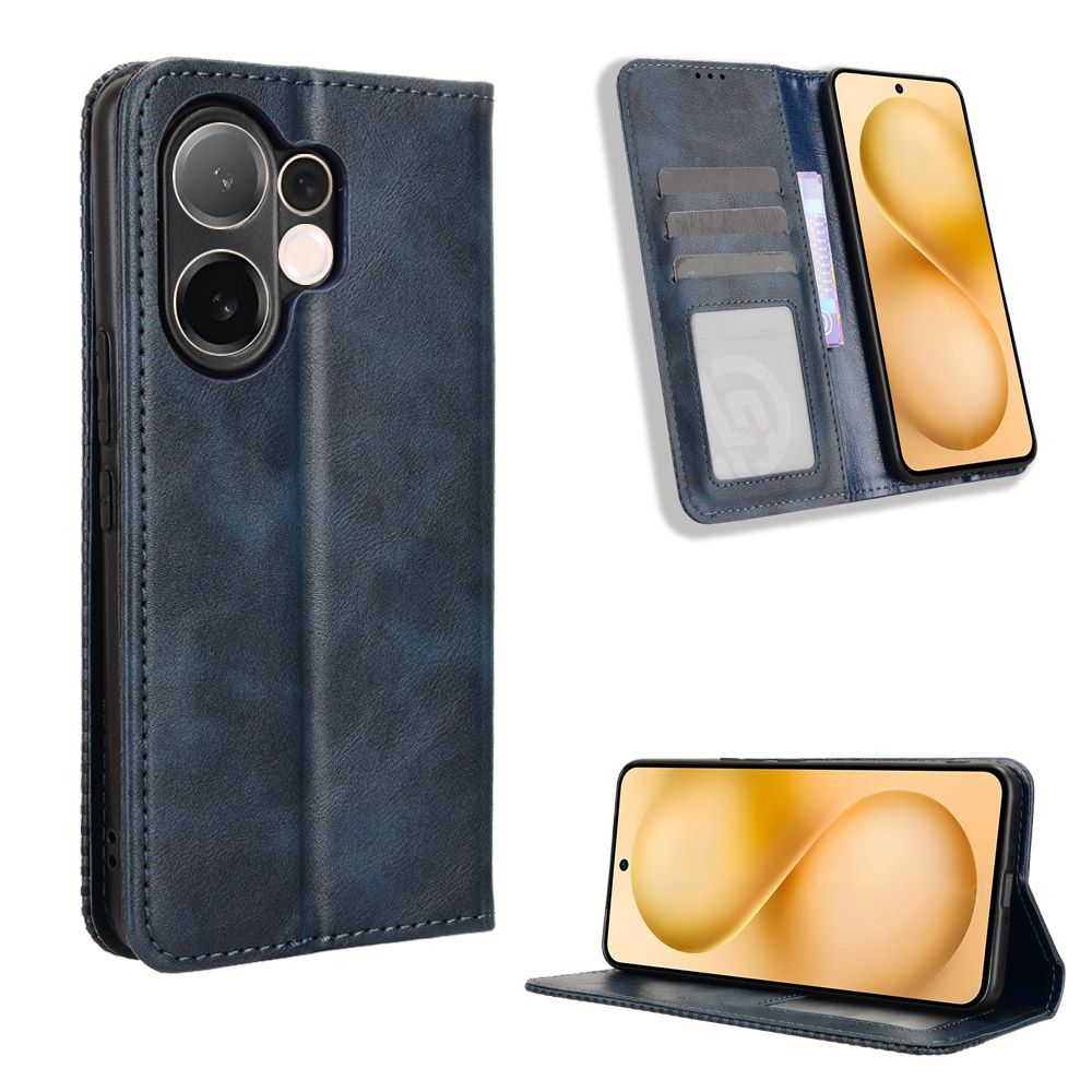 Flip Cover for Vivo V60 5G Case Leather Magnetic Flip Folio Stand Phone Cover with Card Holder